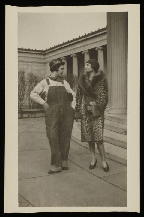 Two Women in Contrasting Vintage Outfits