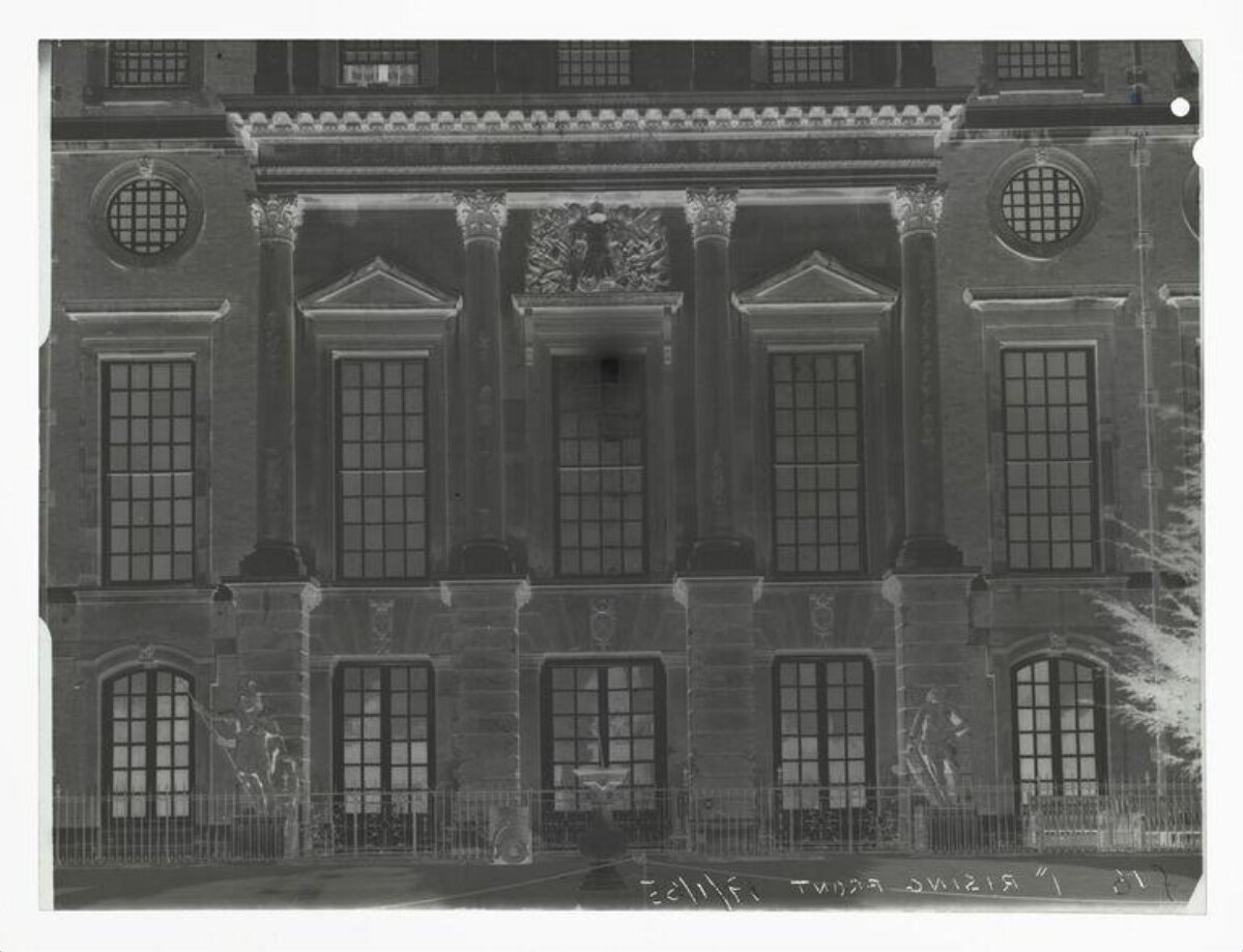 Vintage Negative of Classical Building Facade