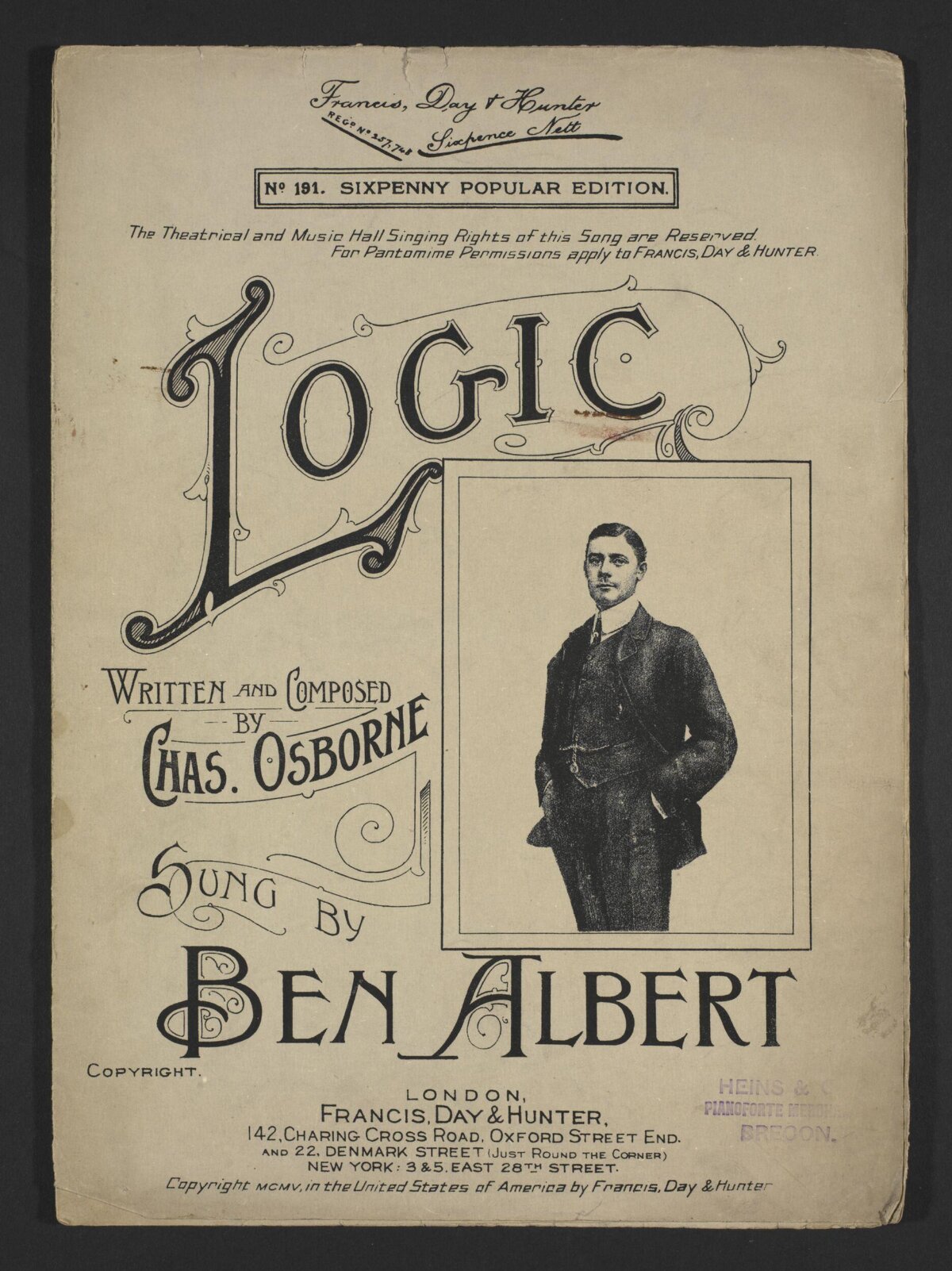 Vintage Logic Song Sheet Music Cover
