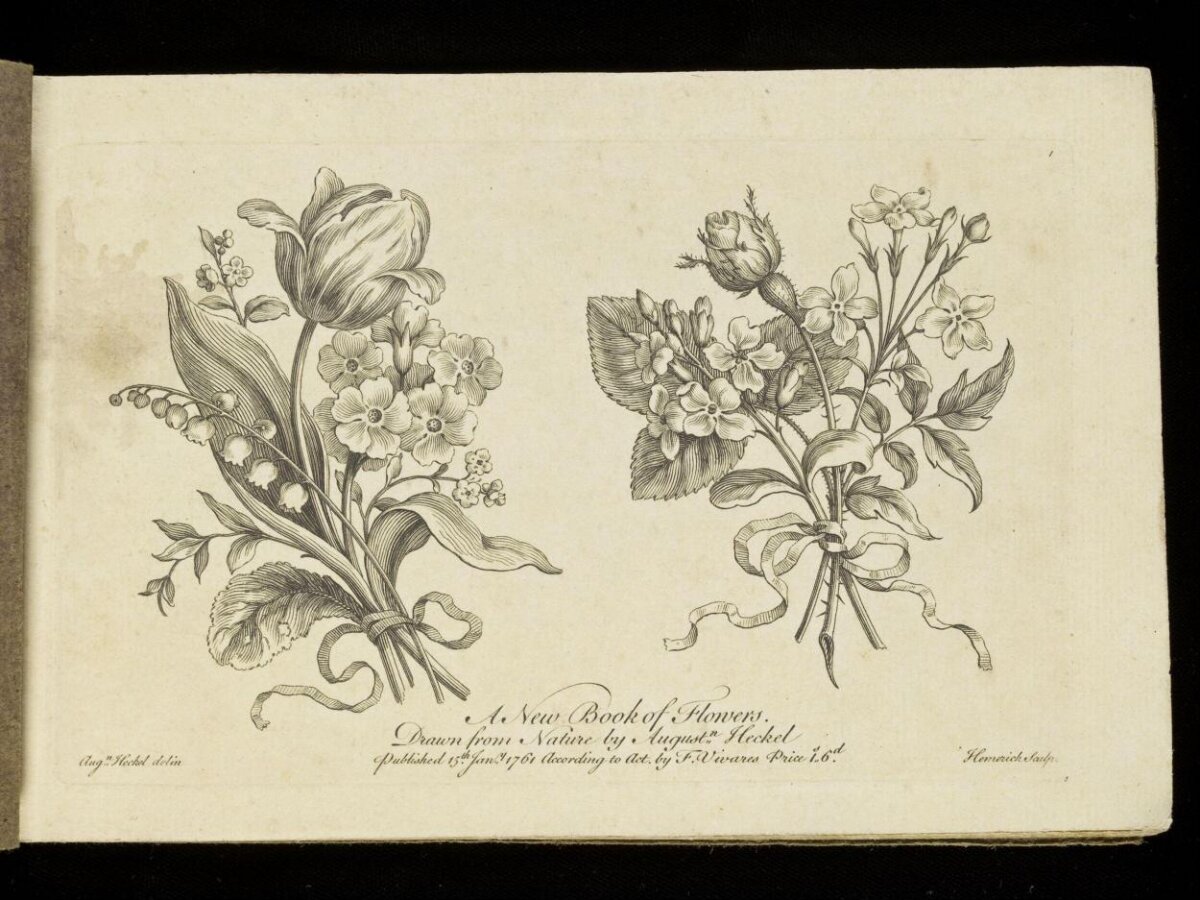 1761 Engraved Flower Bouquet Book Plate