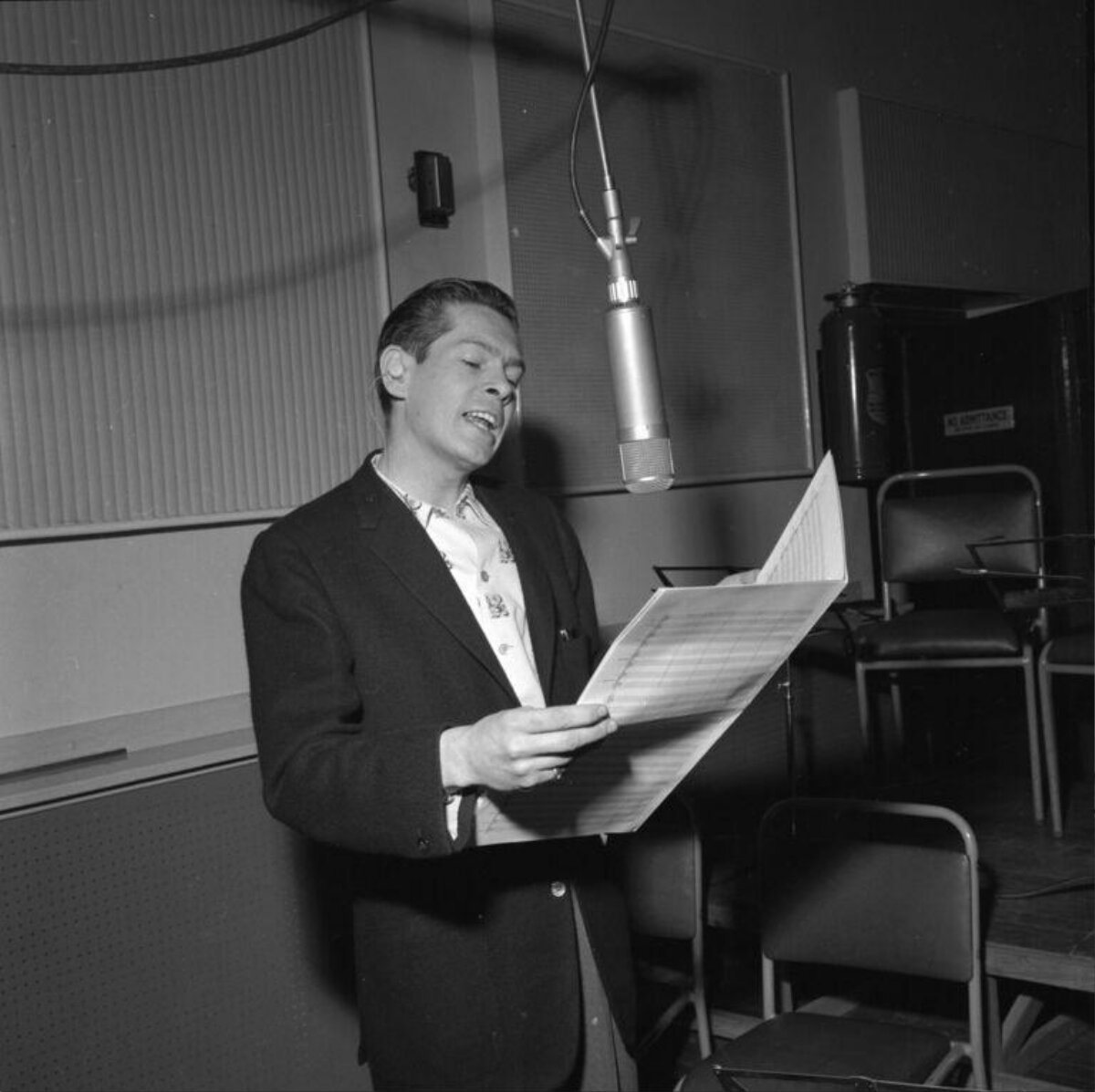 Male Singer Recording in Studio