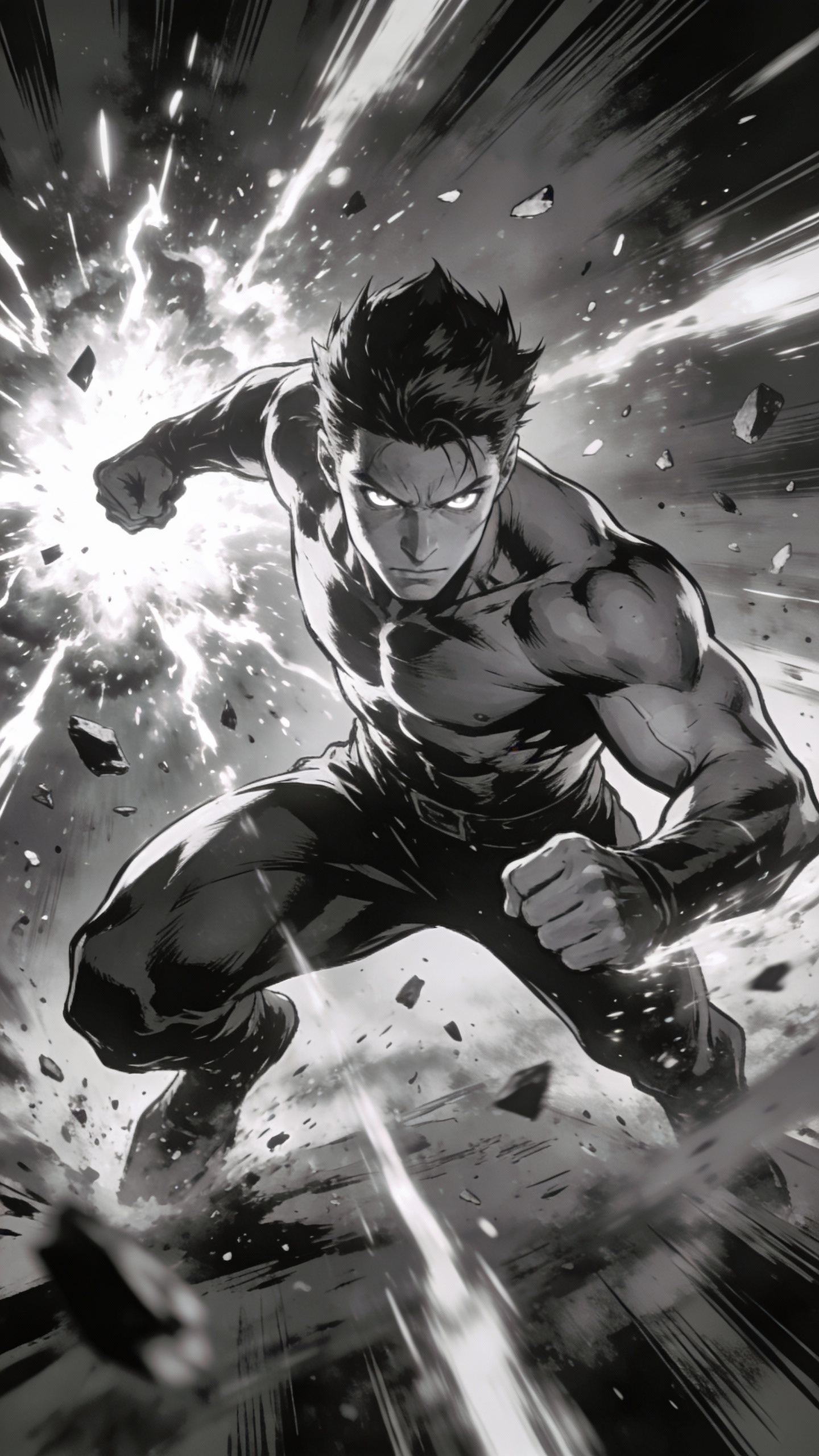 Charging Muscular Manga Fighter