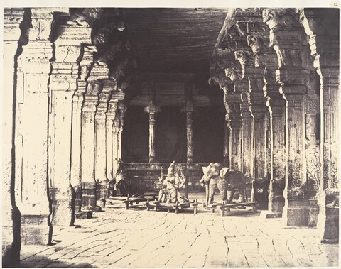 Ancient Temple Pillared Hall Interior