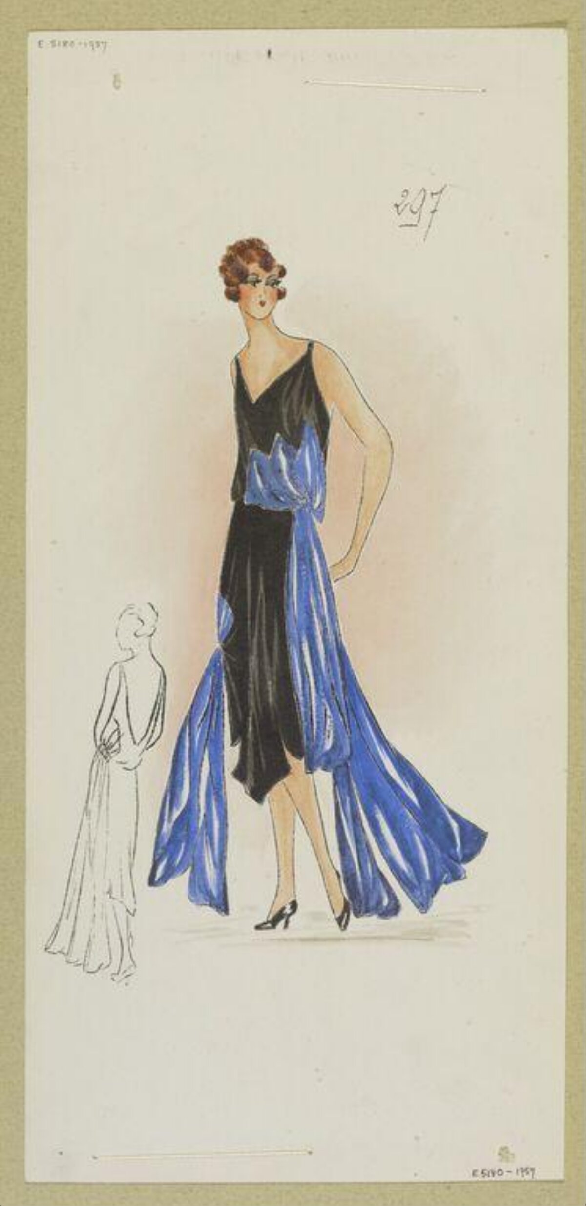 1920s Evening Dress Fashion Sketch