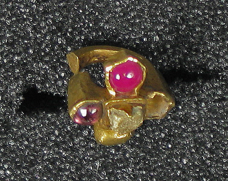 Ancient Gold Fragment with Ruby Inlays