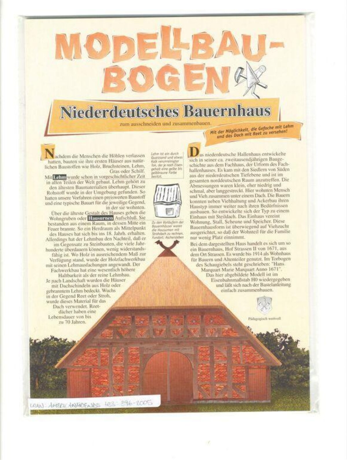 Lower German Farmhouse Model Sheet