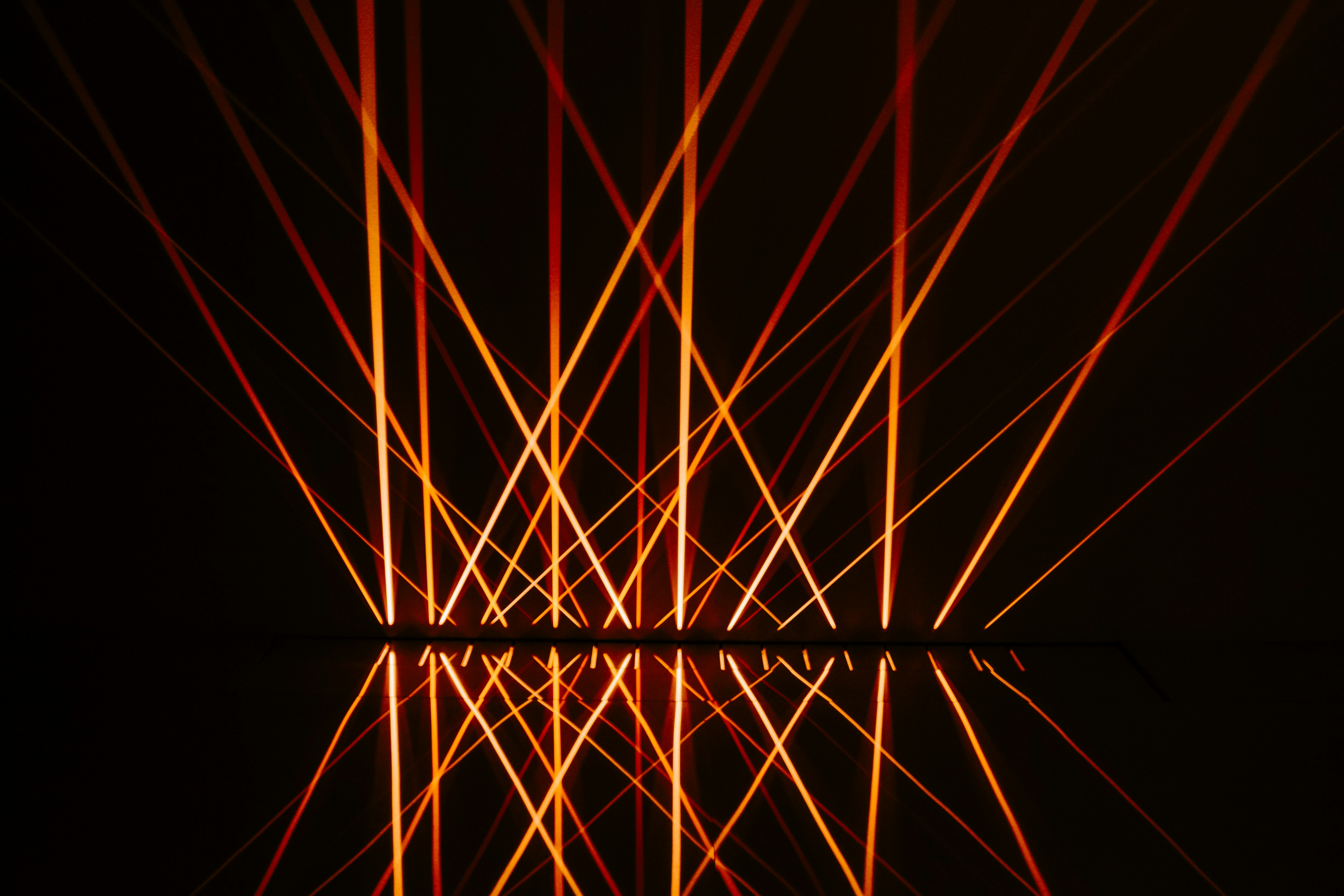 Orange Laser Lights with Mirror Reflection