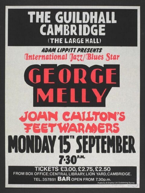 George Melly Cambridge Concert Poster