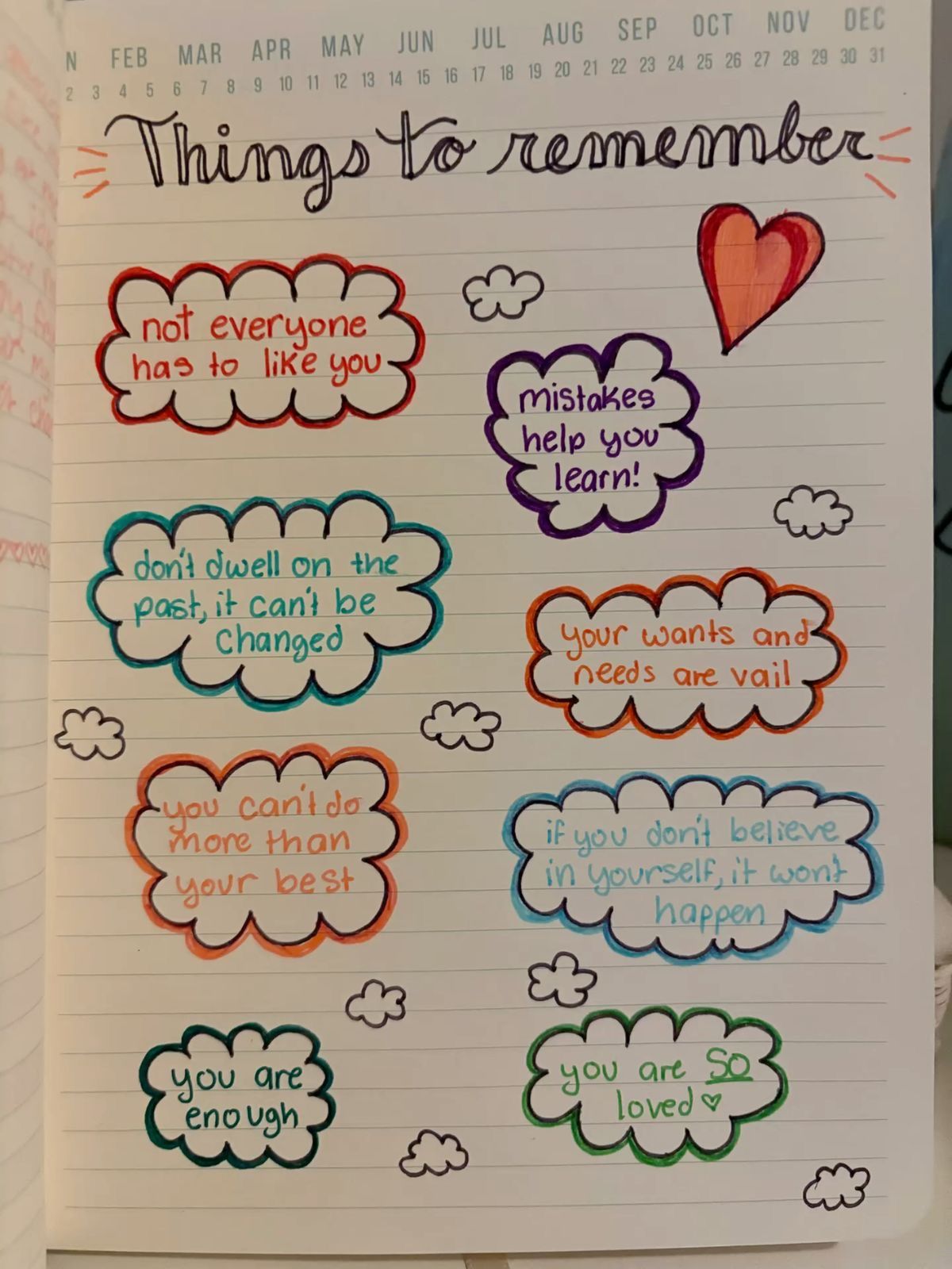 Things to Remember Positive Affirmation Page