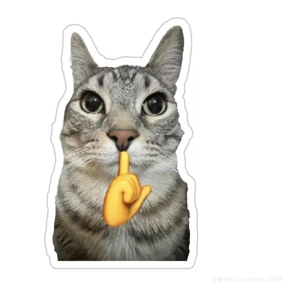 Shushing Gray Tabby Cat — Stickers