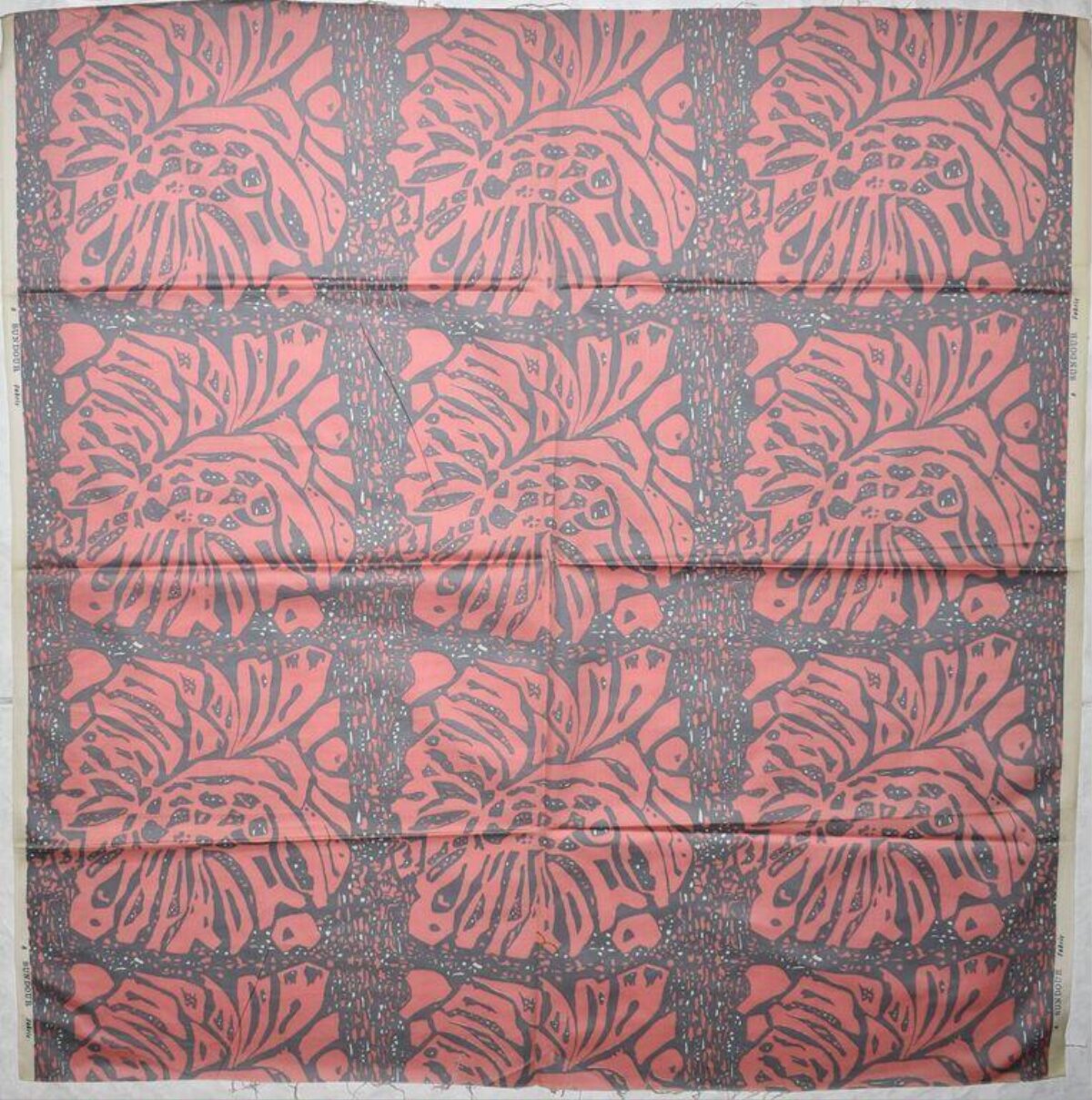 Coral Grey Floral Print Fabric