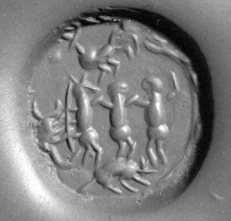 Ancient Seal Impression Carved With Figures