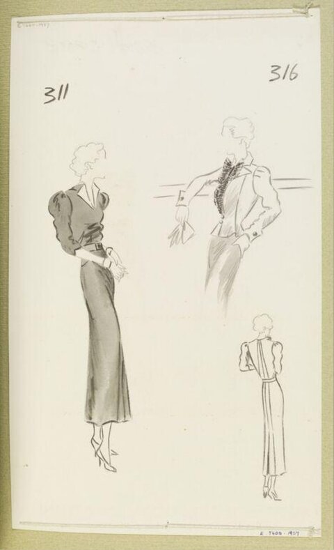 Vintage Women's Fashion Design Sketches