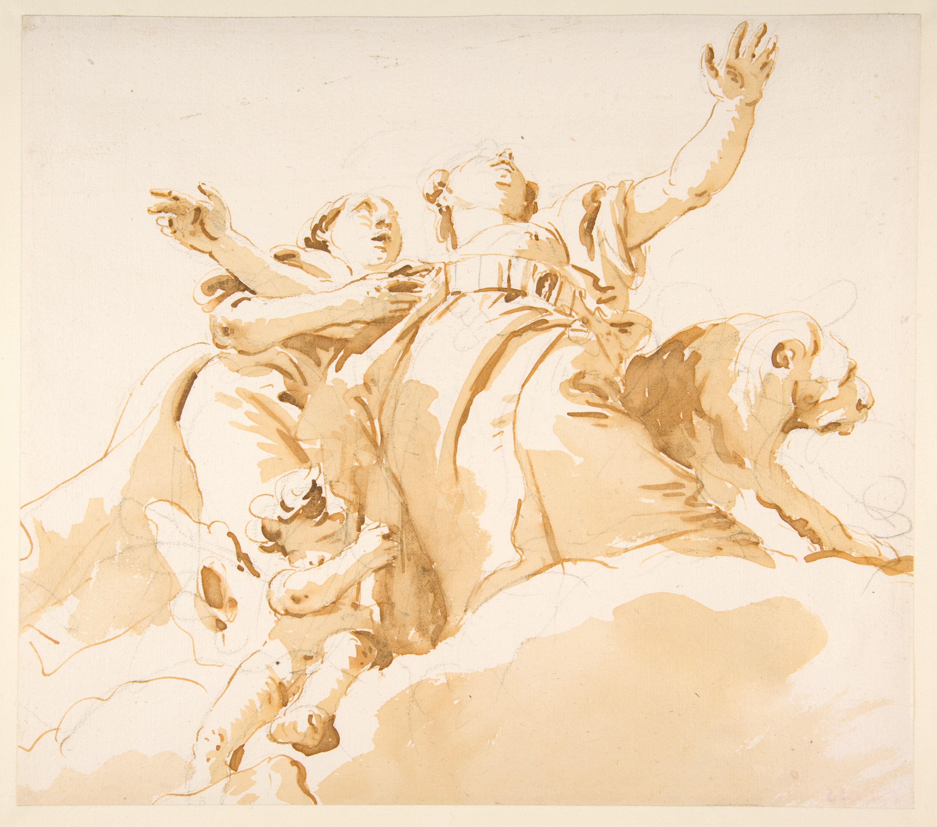 Sepia Sketch of Mythological Figures