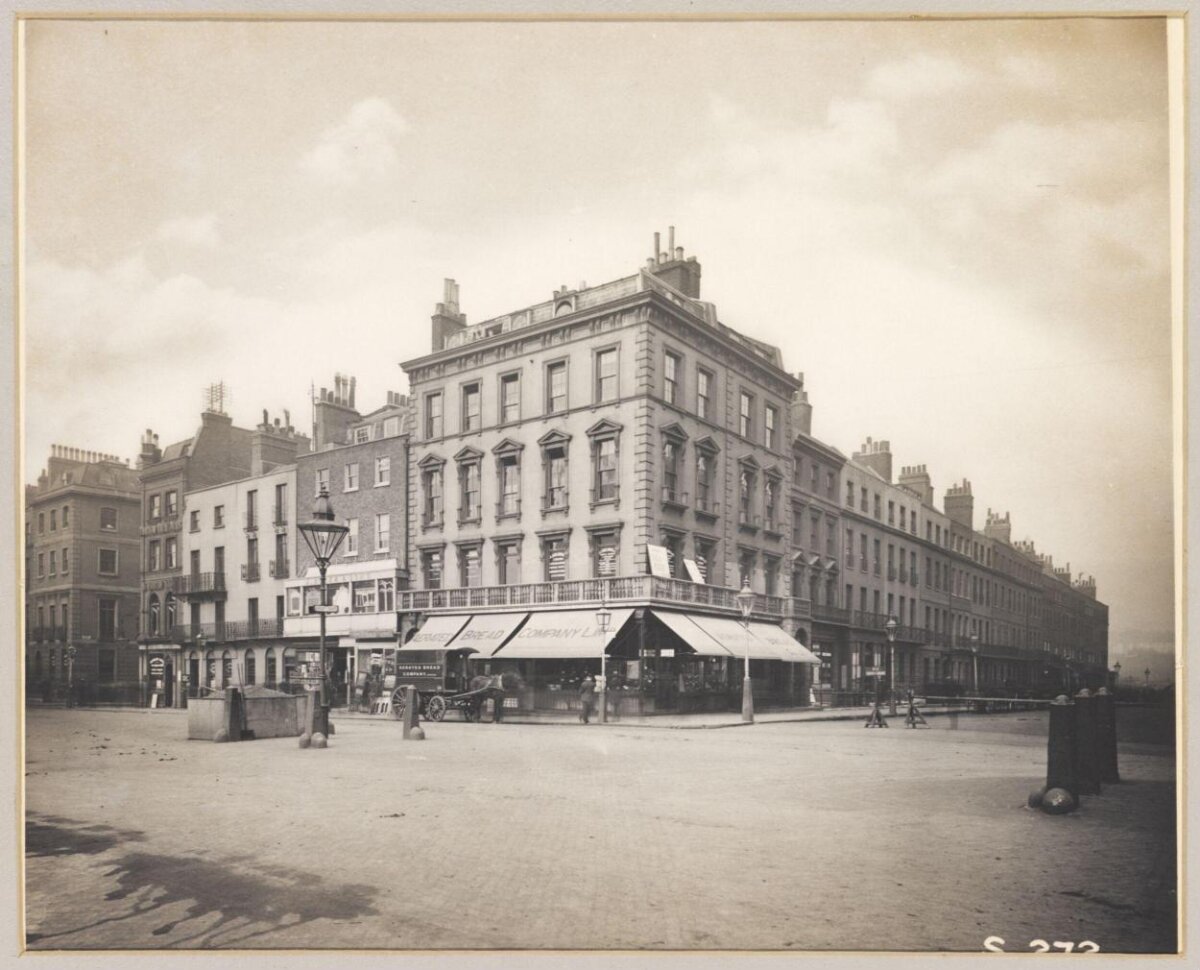 Vintage City Street Corner View