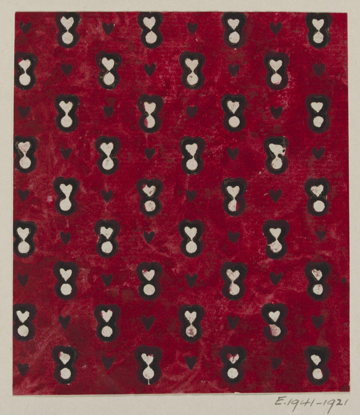 Red Heart Hourglass Textile Pattern