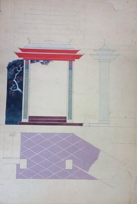 Chinese Style Gate Design Sketch