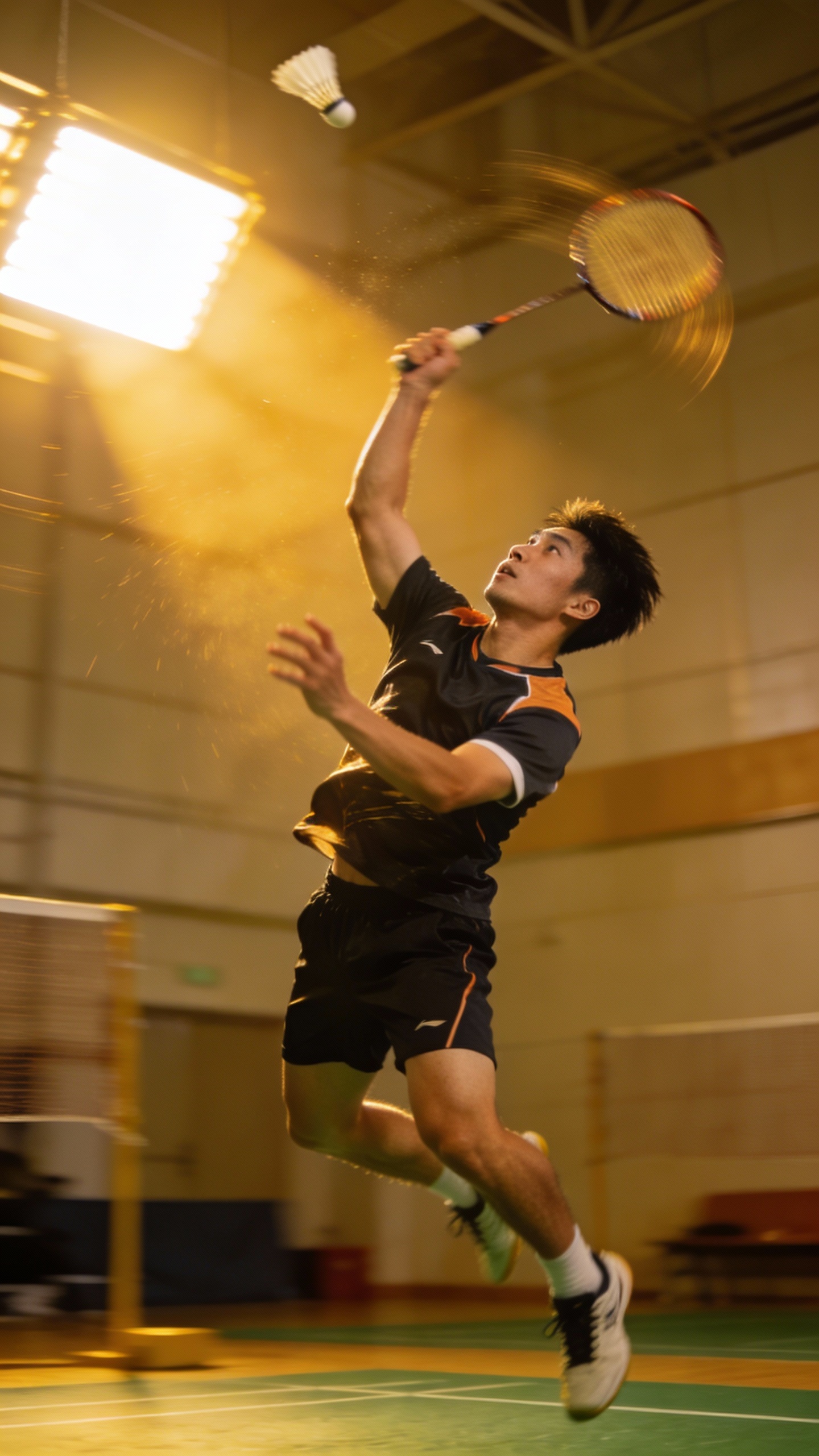 Badminton Player Jumping Smash