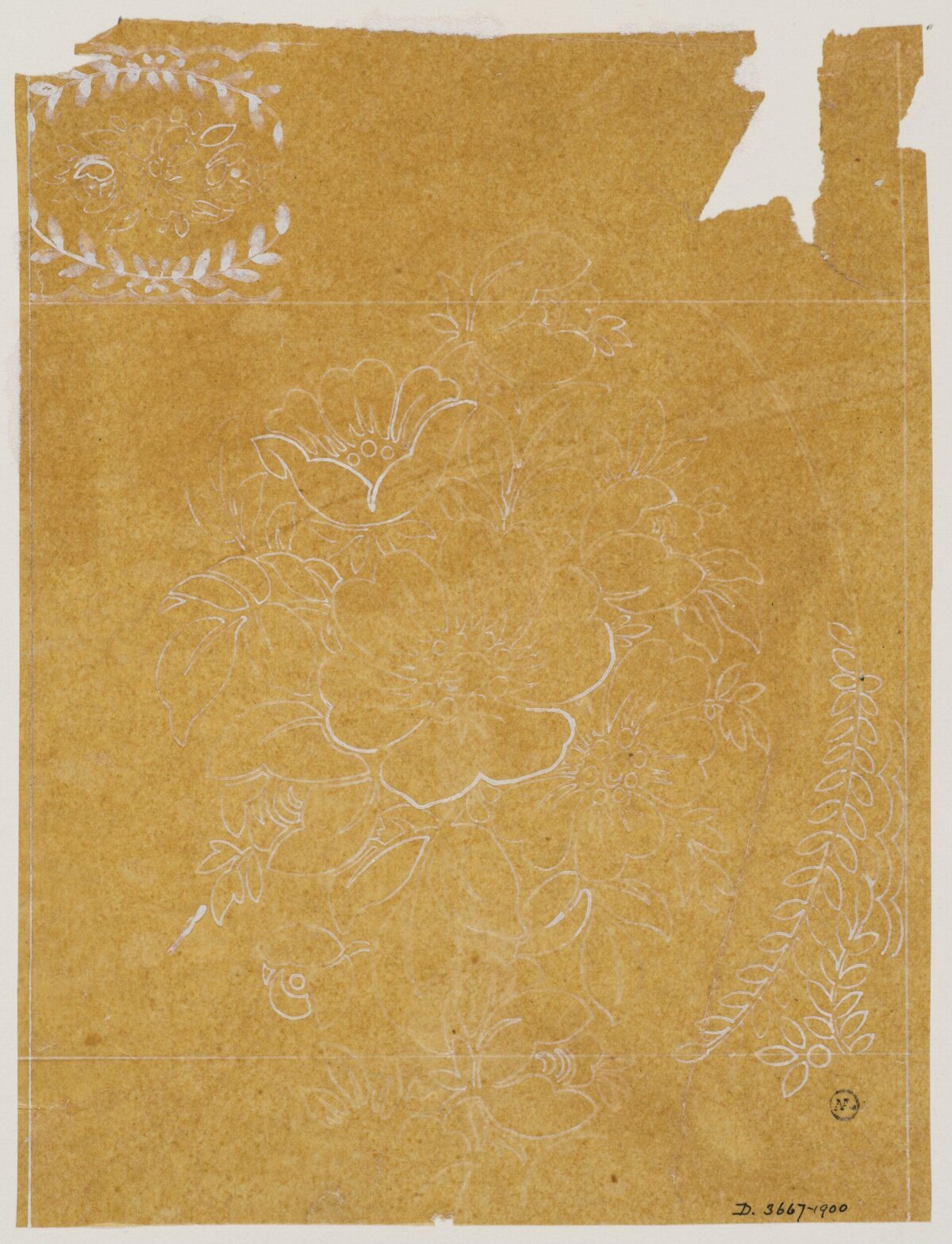 White Line Floral Pattern Sketch