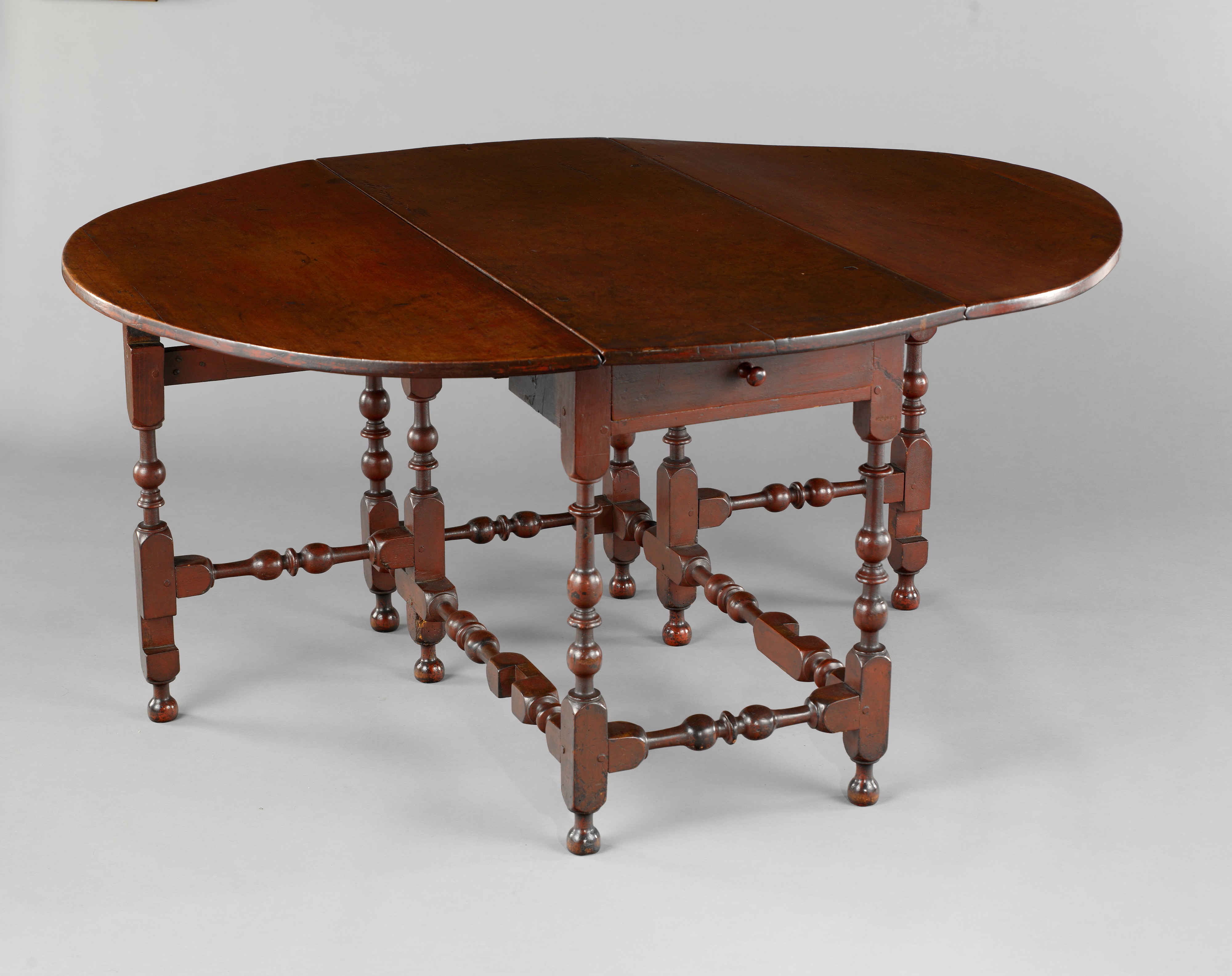 Antique Drop-Leaf Wooden Dining Table
