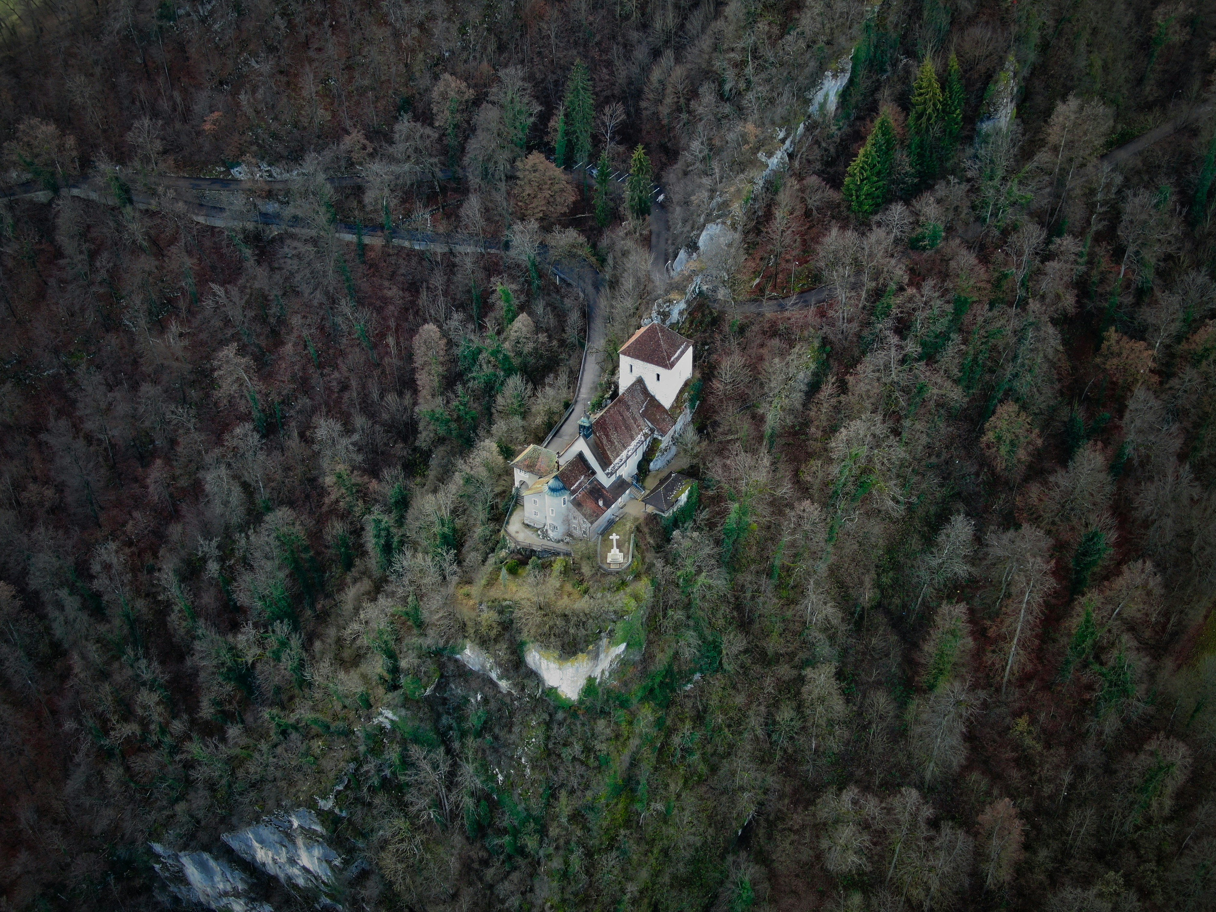 Cliff-top Castle in Dense Forest