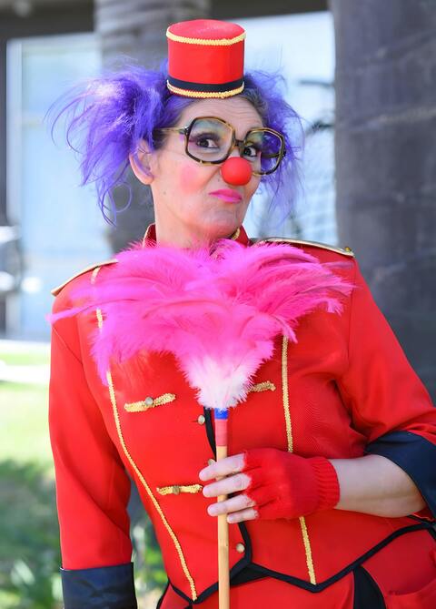 Woman in Circus Clown Costume