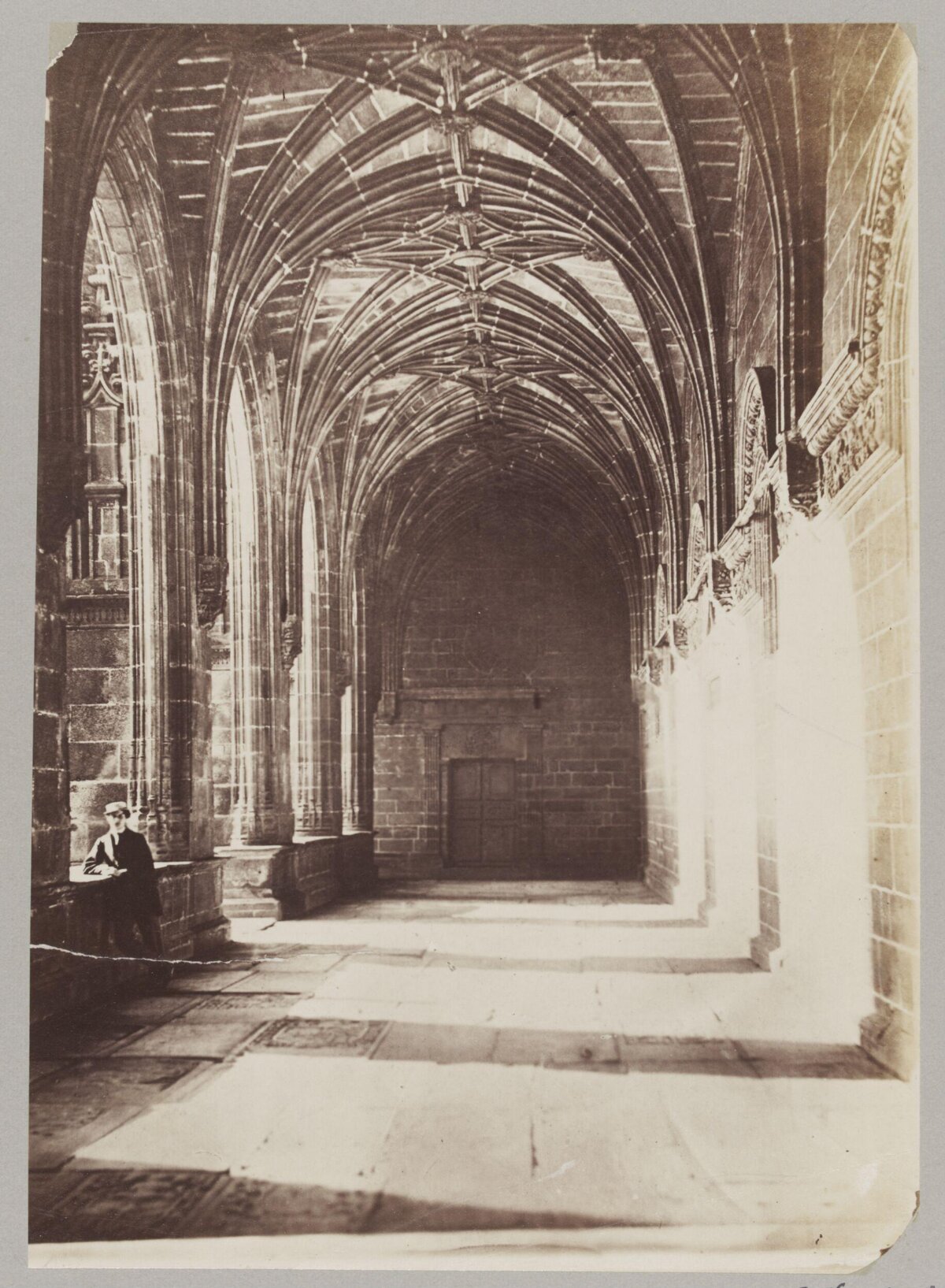 Vintage Gothic Cloister Corridor View
