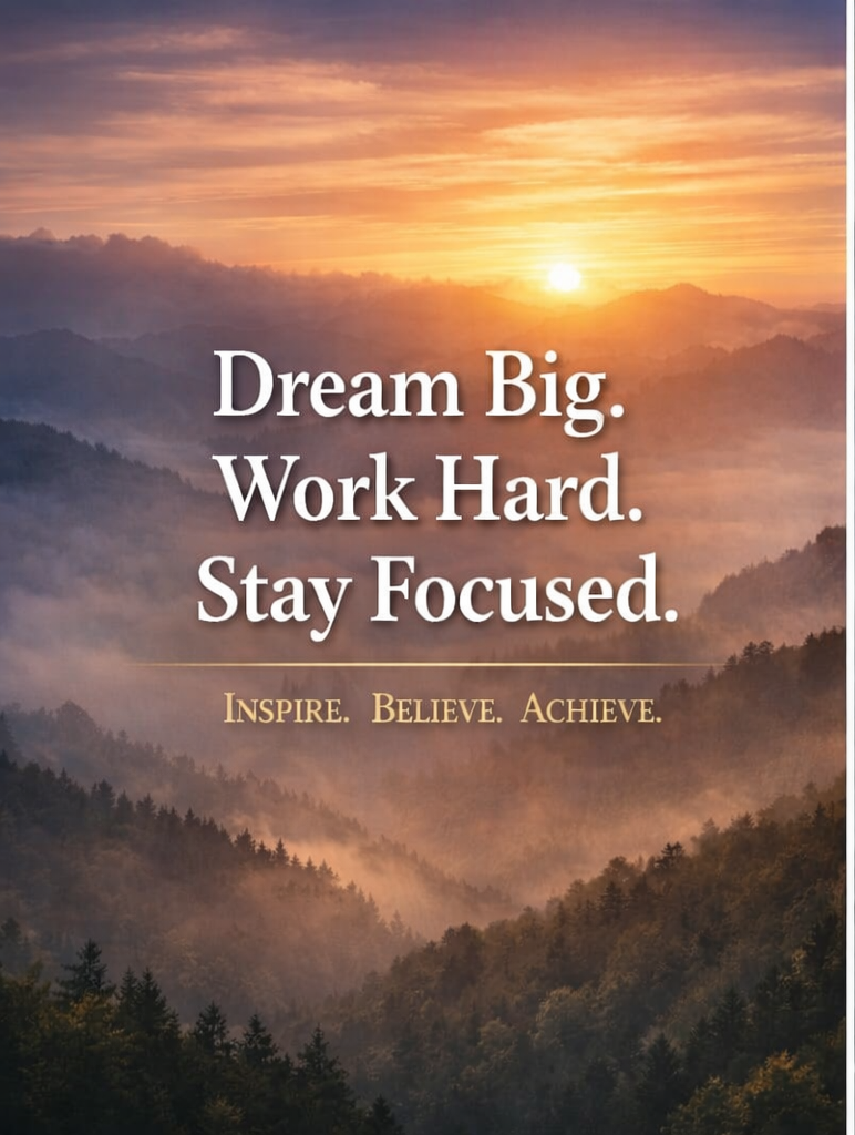 Motivational Quote on Misty Mountain Sunrise