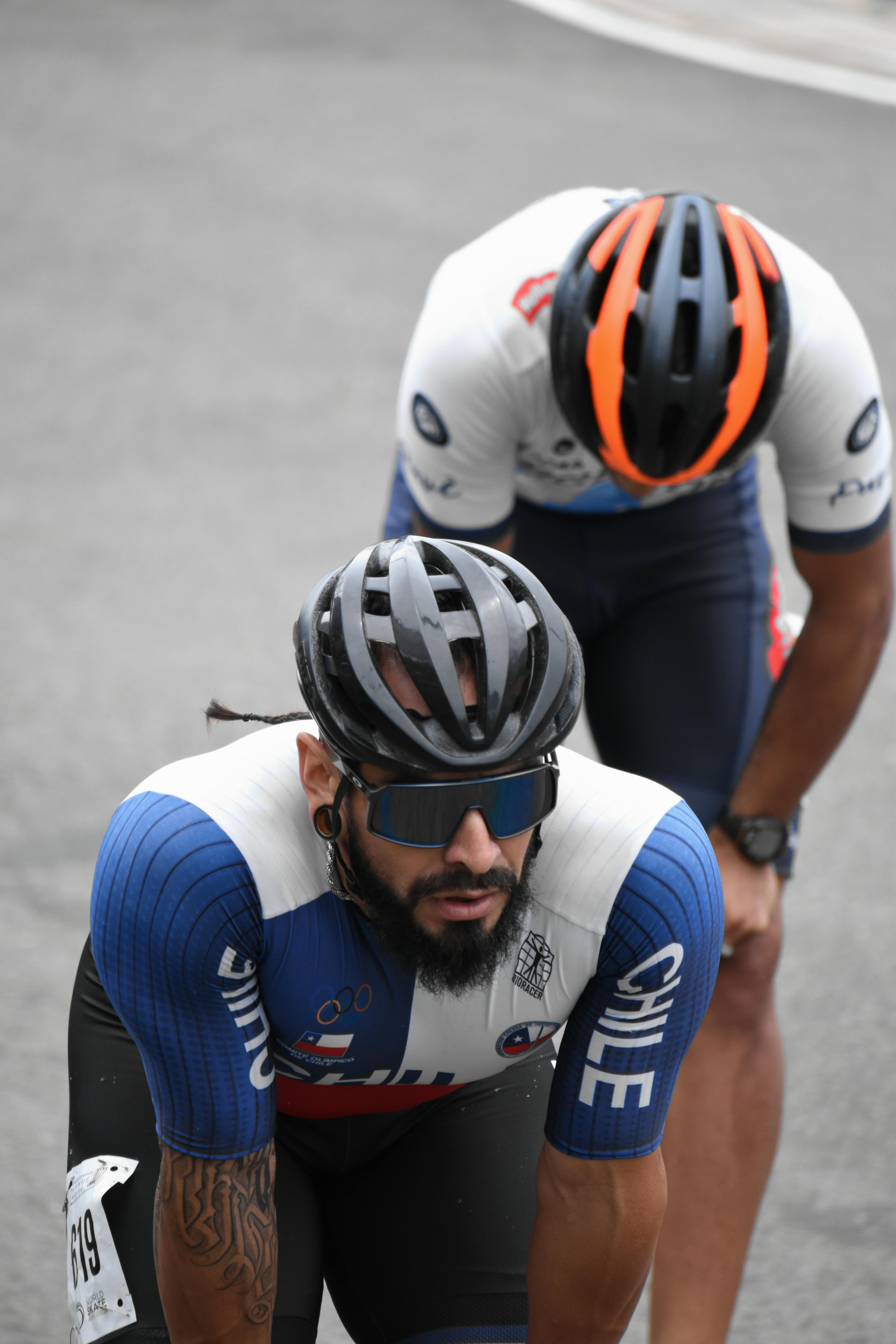 Two Chilean Cyclists Resting After Race
