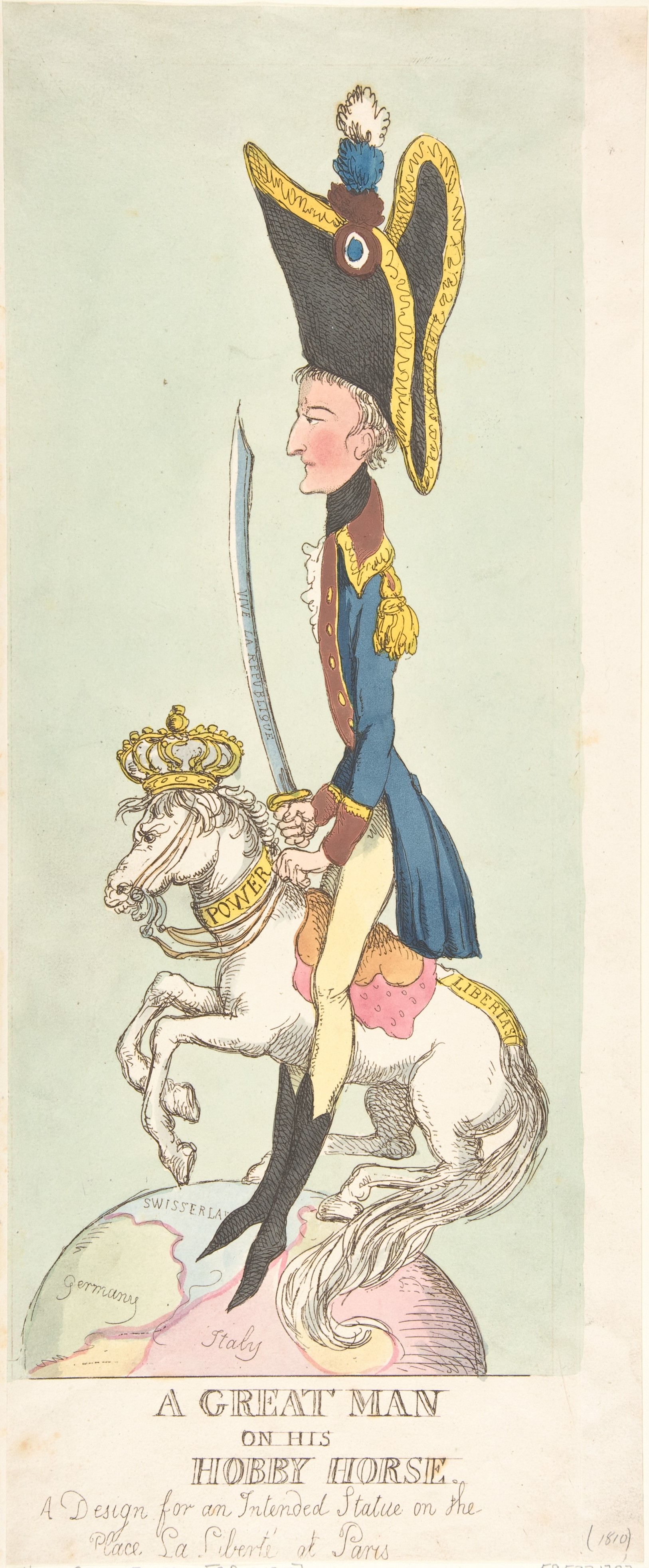 Great Man on His Hobby Horse Caricature