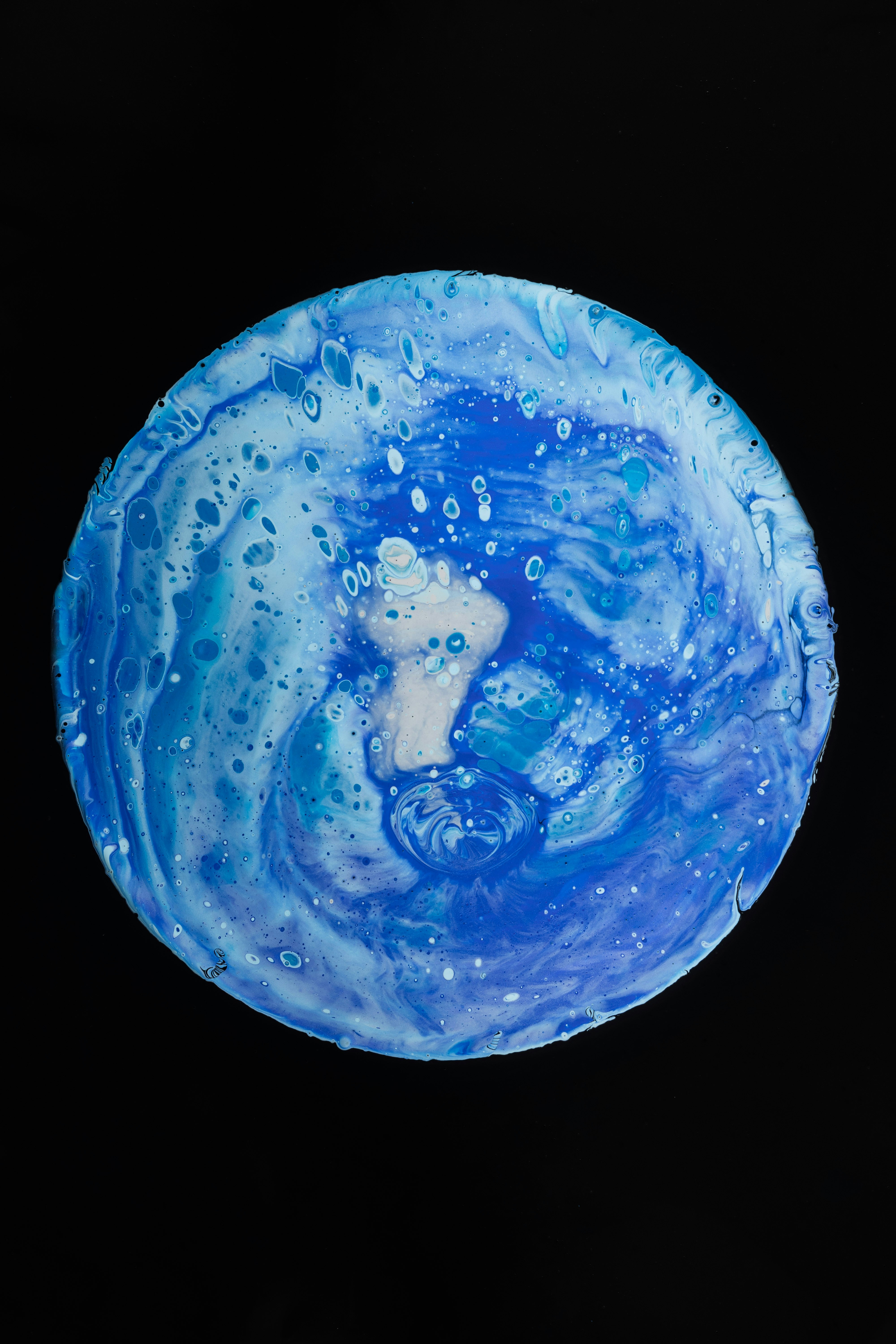 Blue Abstract Fluid Art Planet