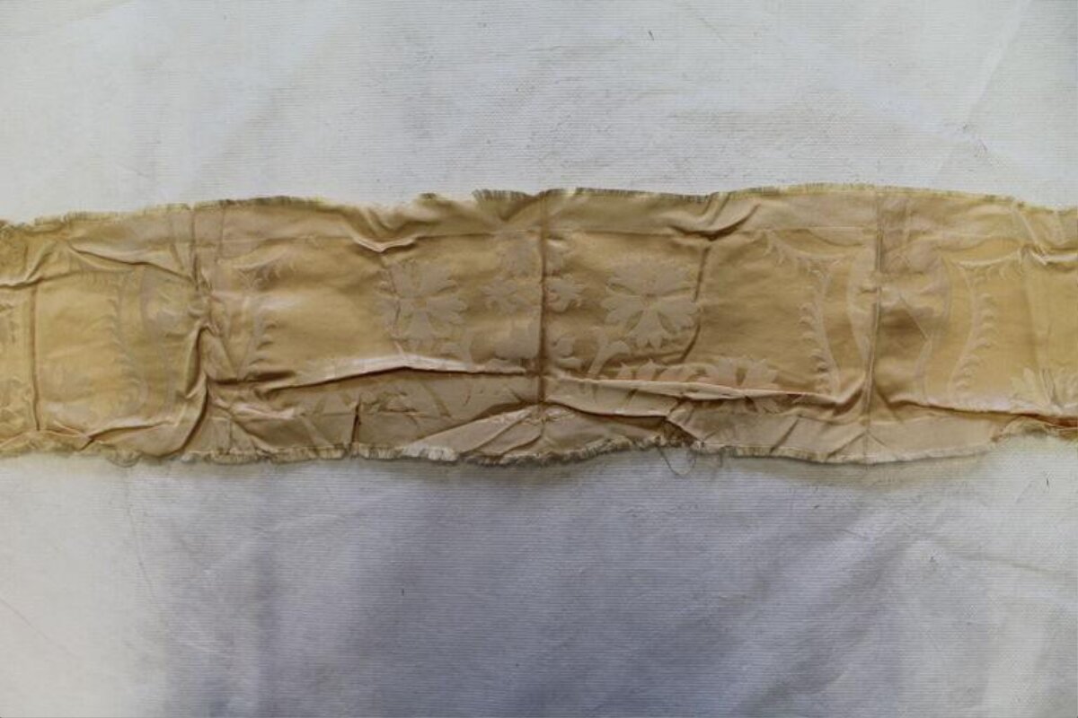 Old Damask Floral Textile Fragment