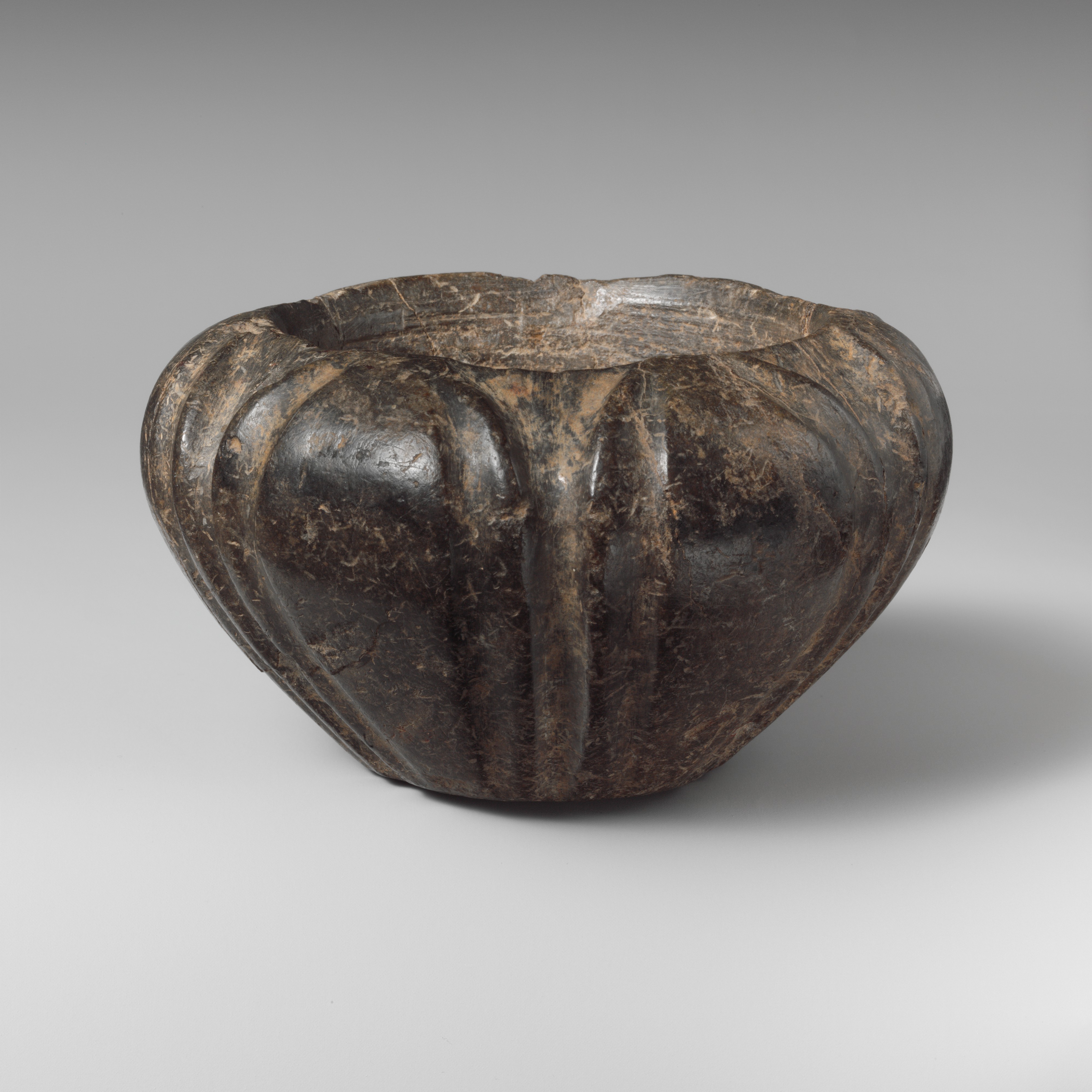 Ancient Fluted Stone Bowl