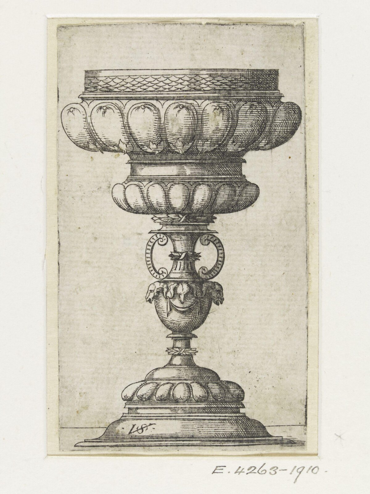 Engraving of an Ornate Footed Urn