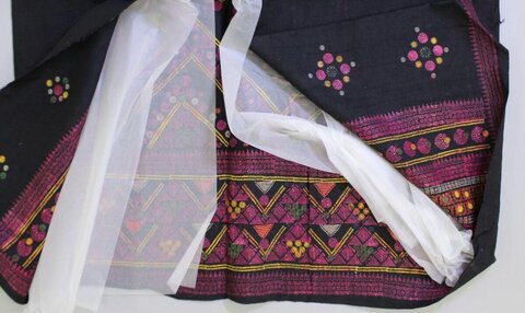 Black Traditional Embroidered Textile
