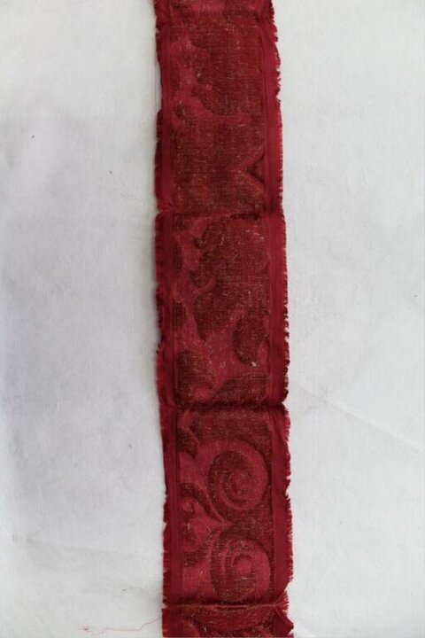 Antique Red Patterned Fabric Strip