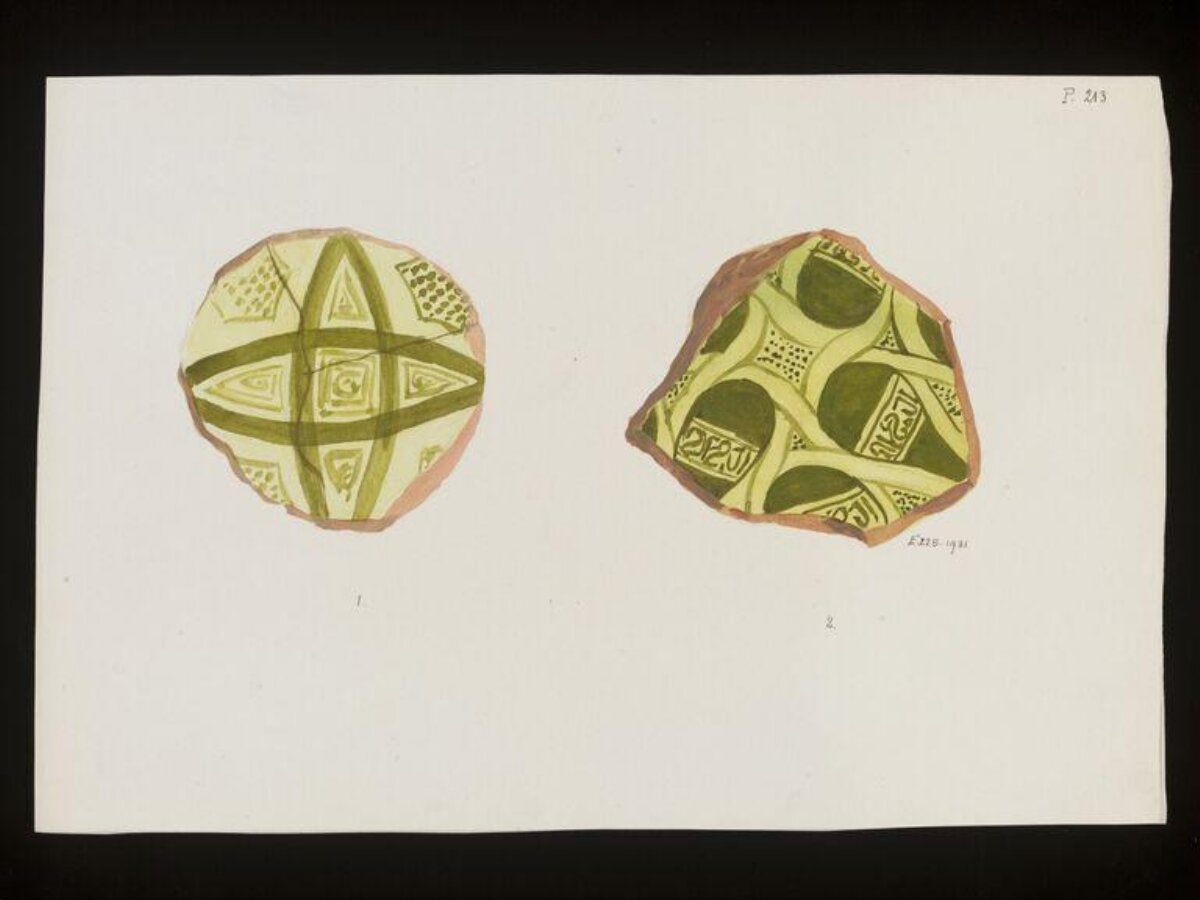 Watercolor Painting of Two Ceramic Fragments