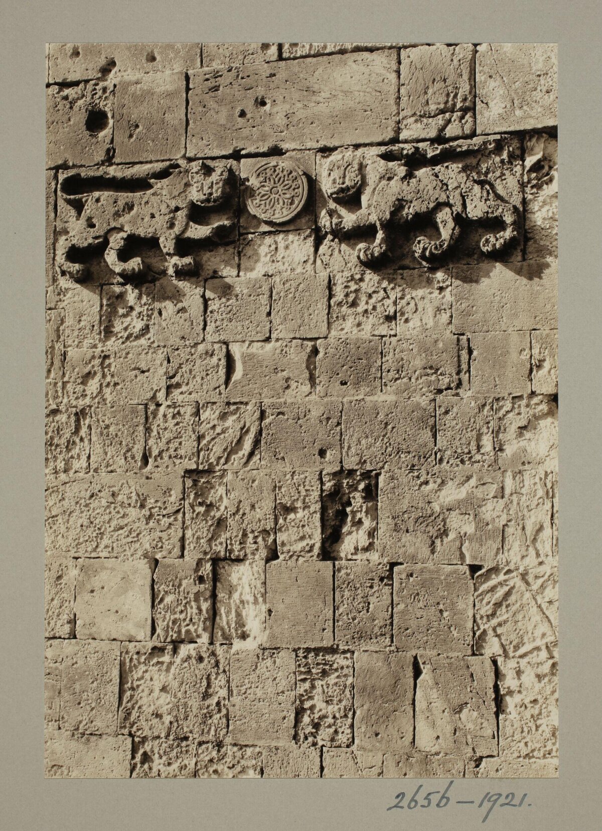 Ancient Stone Lion Relief on Wall