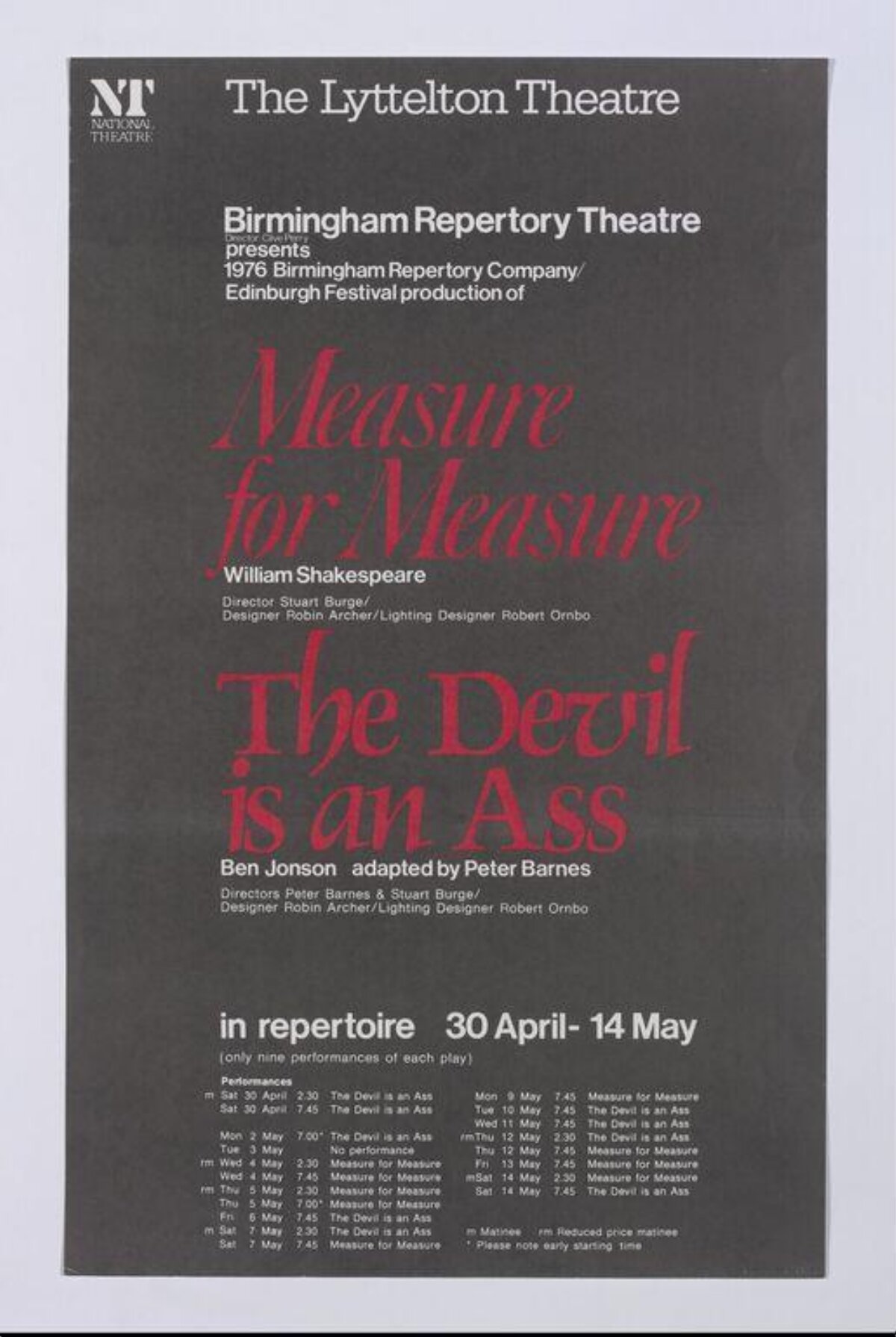 Lyttelton Theatre Play Poster