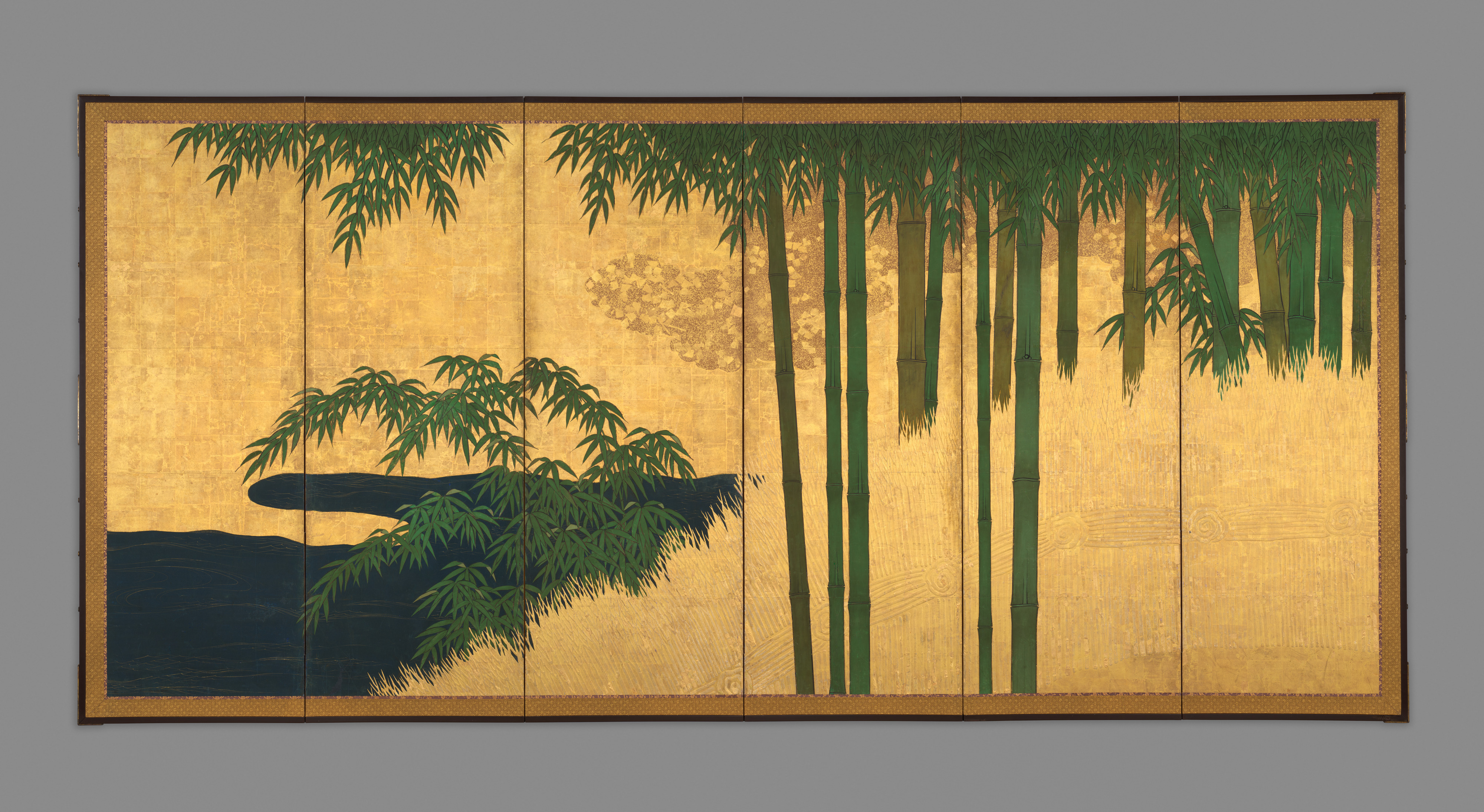 Gold Folding Screen Bamboo Painting
