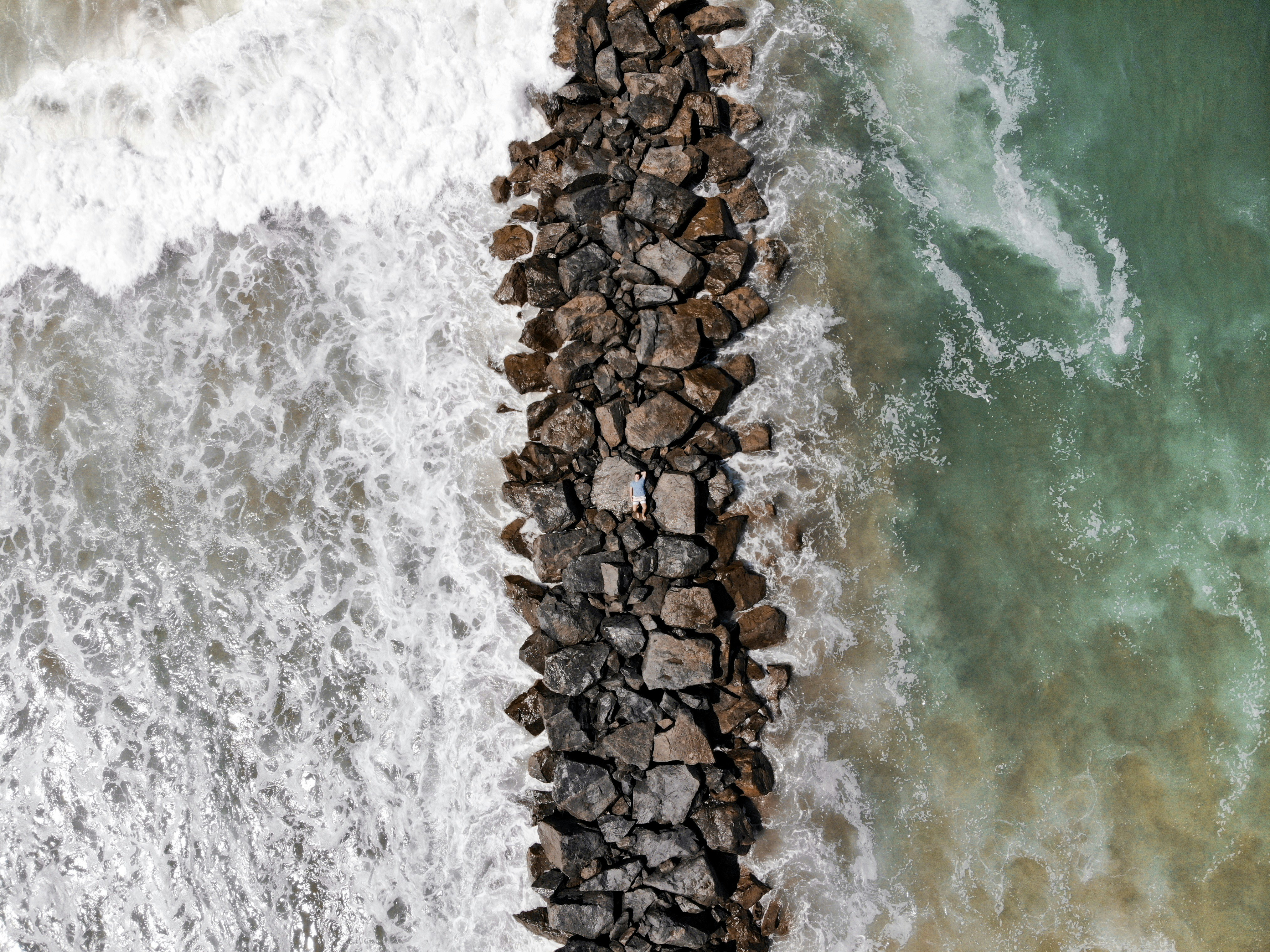 Aerial View of Seaside Breakwater