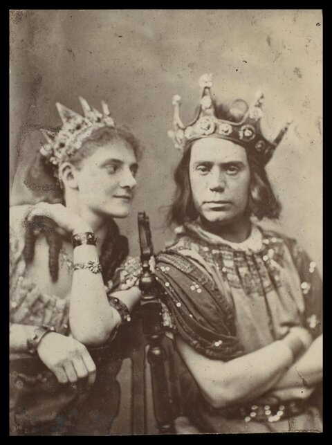 Two Crowned Actors in Vintage Studio Portrait
