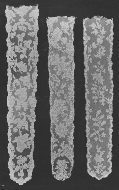 Three Antique Floral Lace Strips
