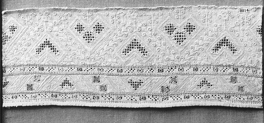 Vintage Embroidered Lace Textile Fragment