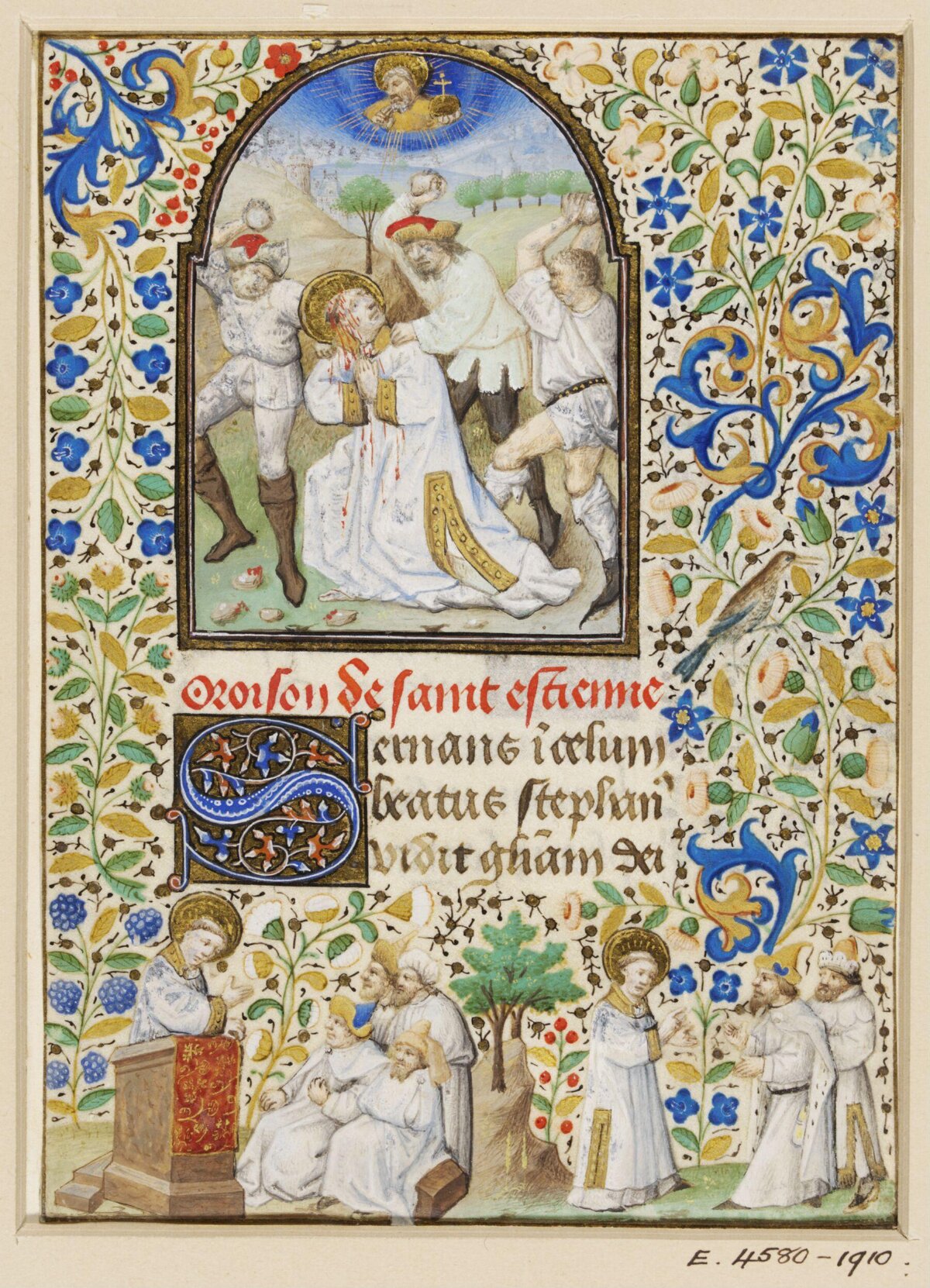 Medieval Manuscript: Stoning of Saint Stephen