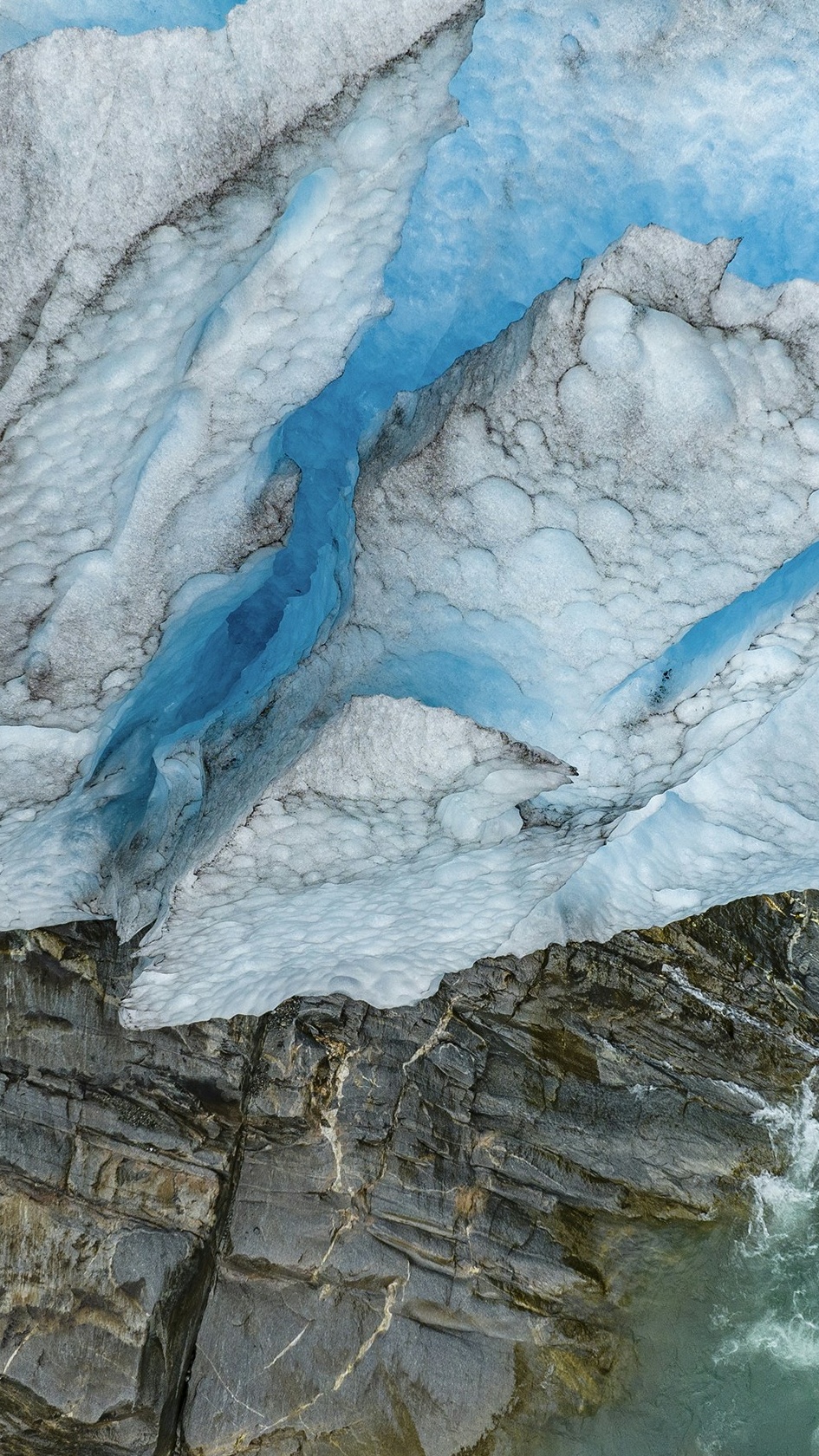 Glacial Ice Over Rocky River