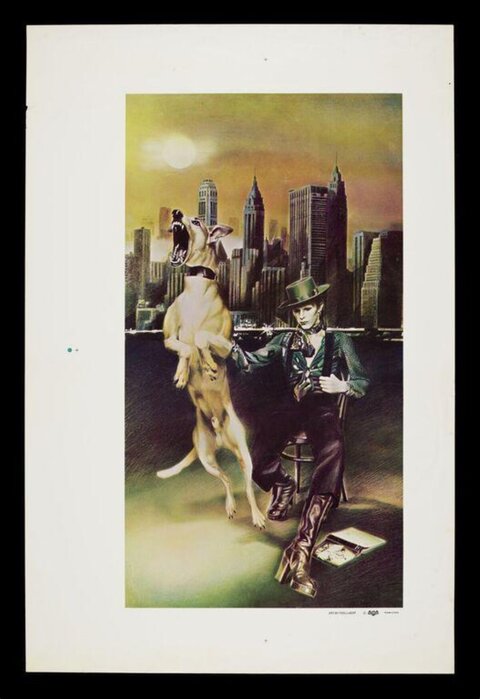 David Bowie with Dog and City Skyline