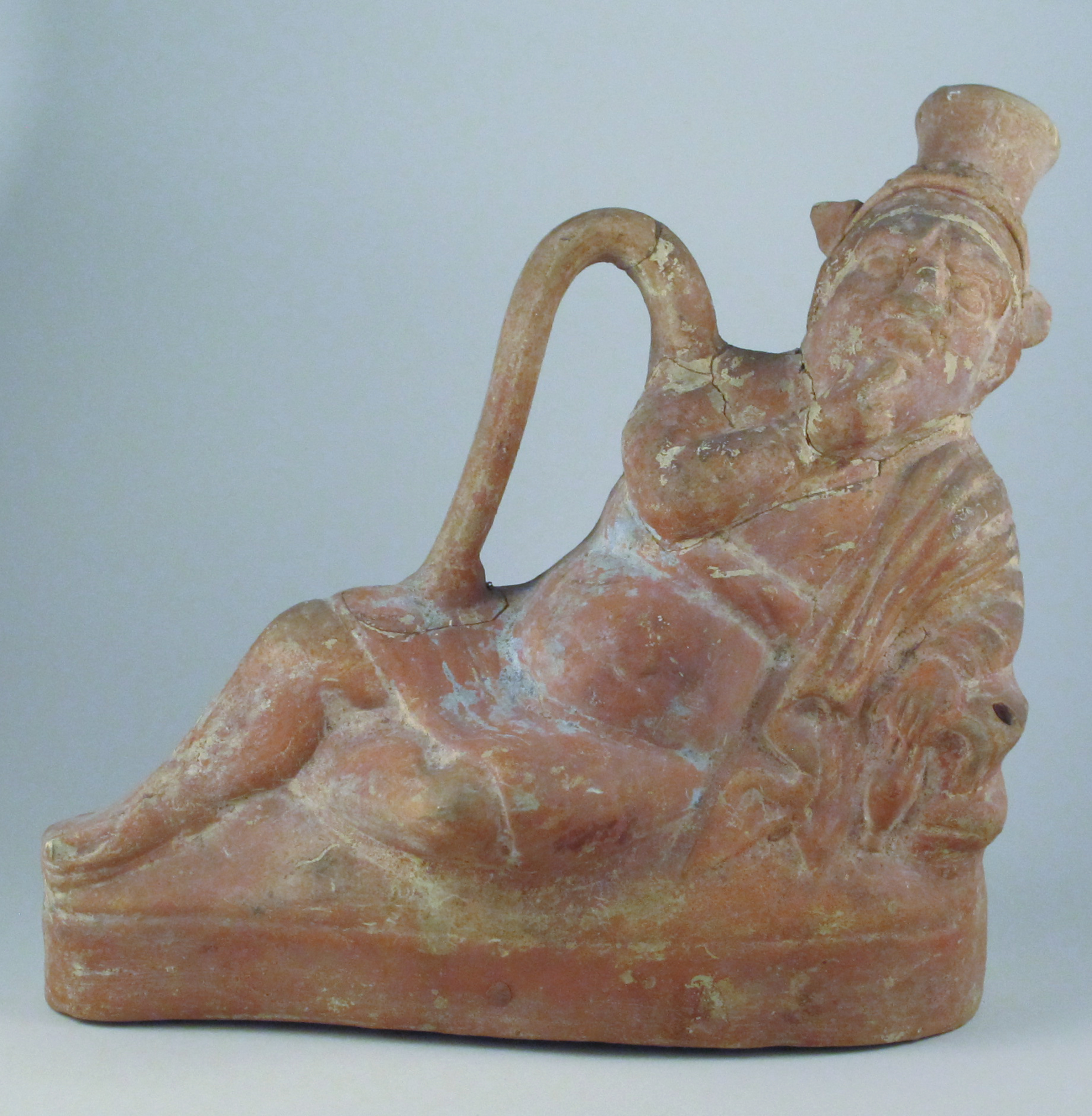 Ancient Terracotta Reclining Figure Vessel
