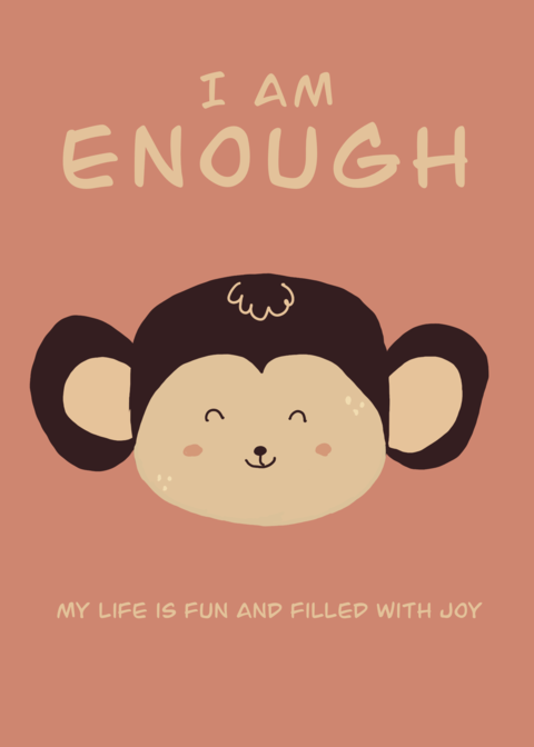 Cute Monkey Positive Affirmation Art