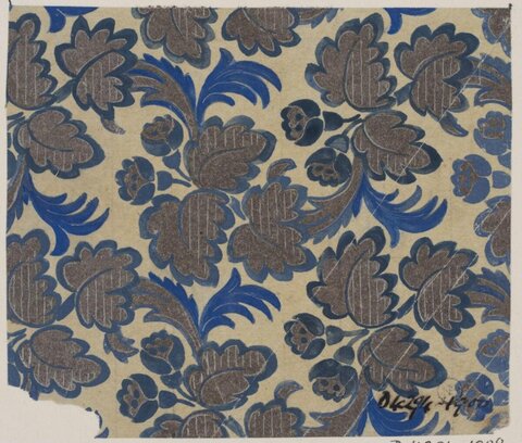 Vintage Blue Brown Floral Pattern